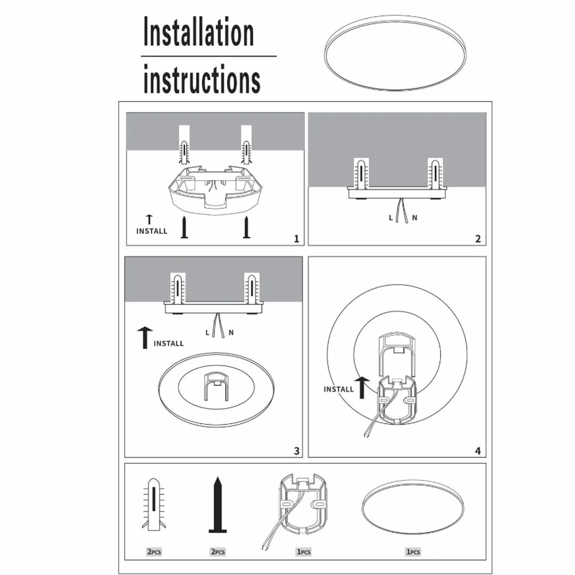 NUODIFAN Lampa sufitowa LED, 36 W, 4250 lm, ultra cienka, biała, 3000 K/4000 K/6000 K, wodoszczelna IP65, lampa sufitowa, okrągła, lampa sufitowa, bez migotania, lampa LED