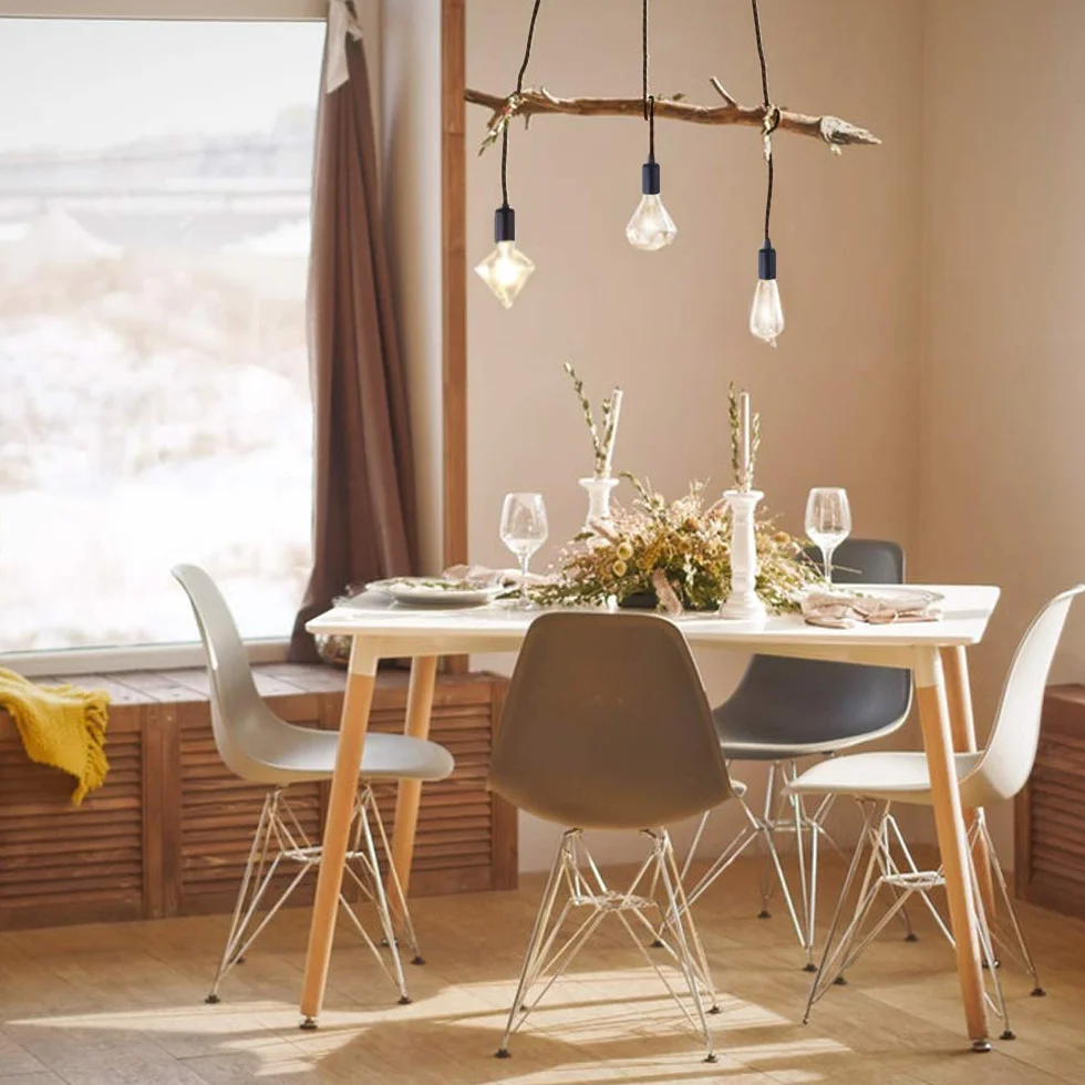 iDEGU nowoczesny i retro żyrandol wiszący, 3 ramiona lampa wisząca DIY kreatywny żyrandol pająk regulowany 150 cm, vintage, lampa sufitowa z gniazdem E27, czarna, 3 światła