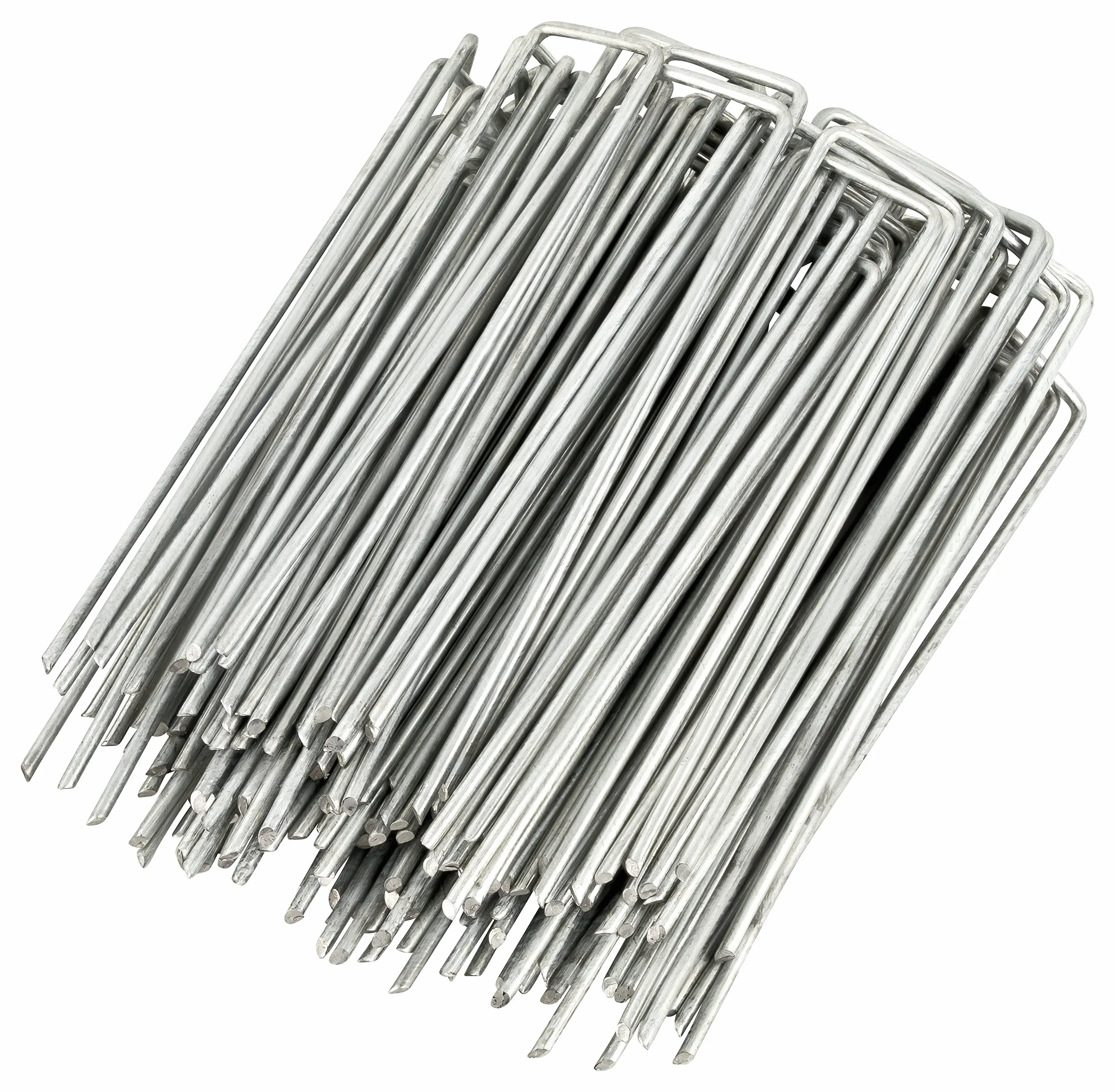 GardenMate 250-Pack Anti-Rust 6'' 11 Gauge Heavy-Duty Flat-Top U-Shaped Garden Stakes Staples Spikes Pins Pegs - Ground Stakes for Anchoring Landscape Fabric