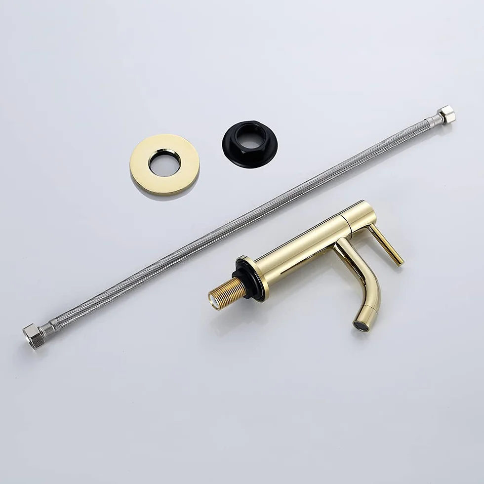 JOHO Bateria umywalkowa, armatura do zimnej wody, kran do zimnej wody (YB001 Golden)
