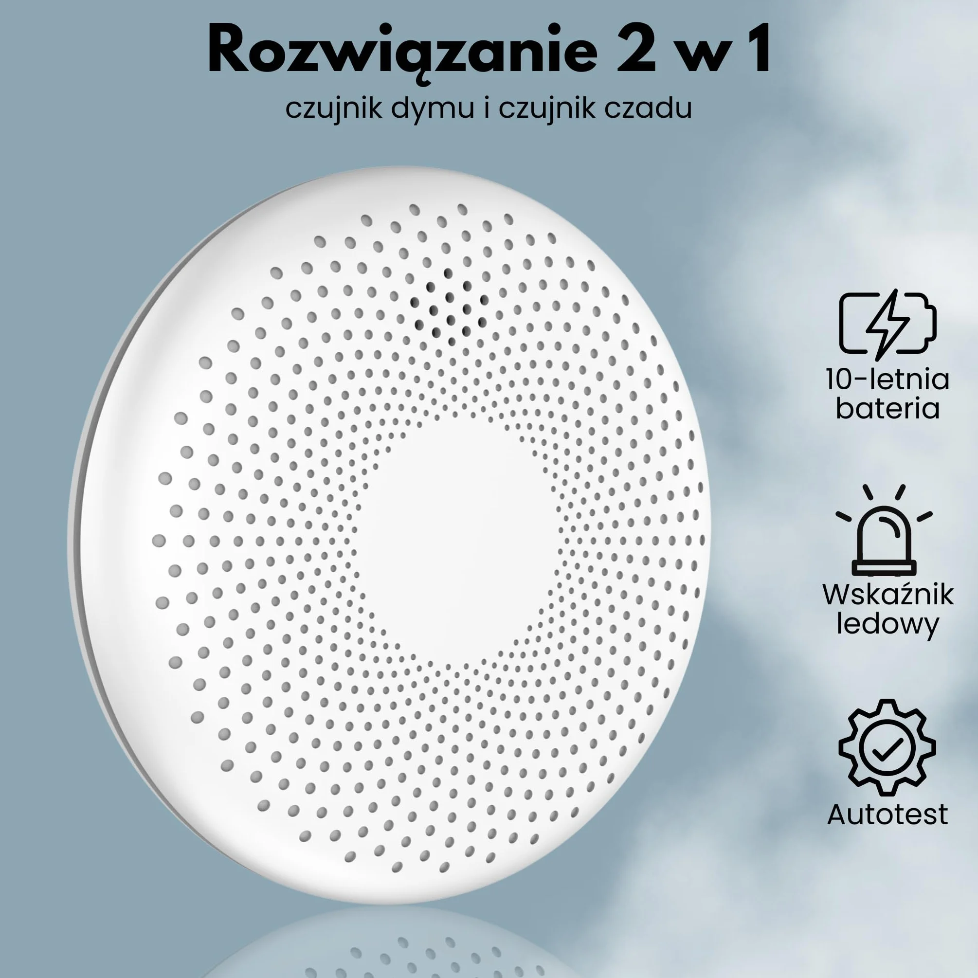 Aroha Safety Pro Alarm dymu i tlenku węgla z 10 -letnim baterią - alarm CO
