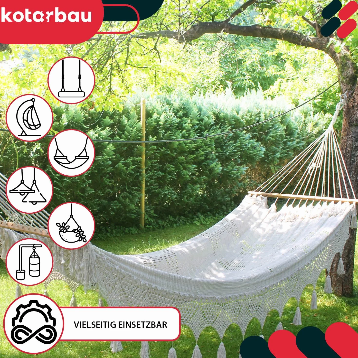 KOTARBAU® 2 haki M8 170 mm – wkręcane, stal ocynk, sufitowe, wytrzymałe, do montażu huśtawek.