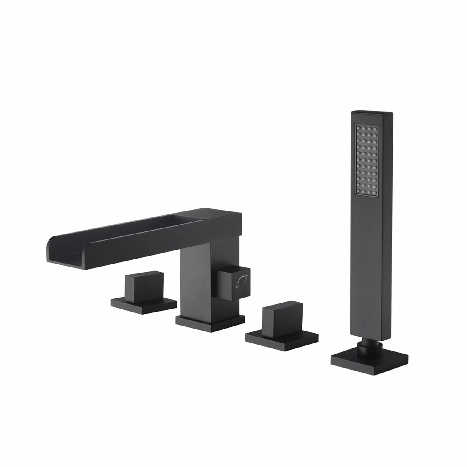 Bateria wannowo-prysznicowa z 4 otworami Bateria wannowo-prysznicowa z prysznicem ręcznym Bateria mieszająca typu wodospad Bateria wannowa Zestaw prysznicowy Bateria wann(Black-four holes)