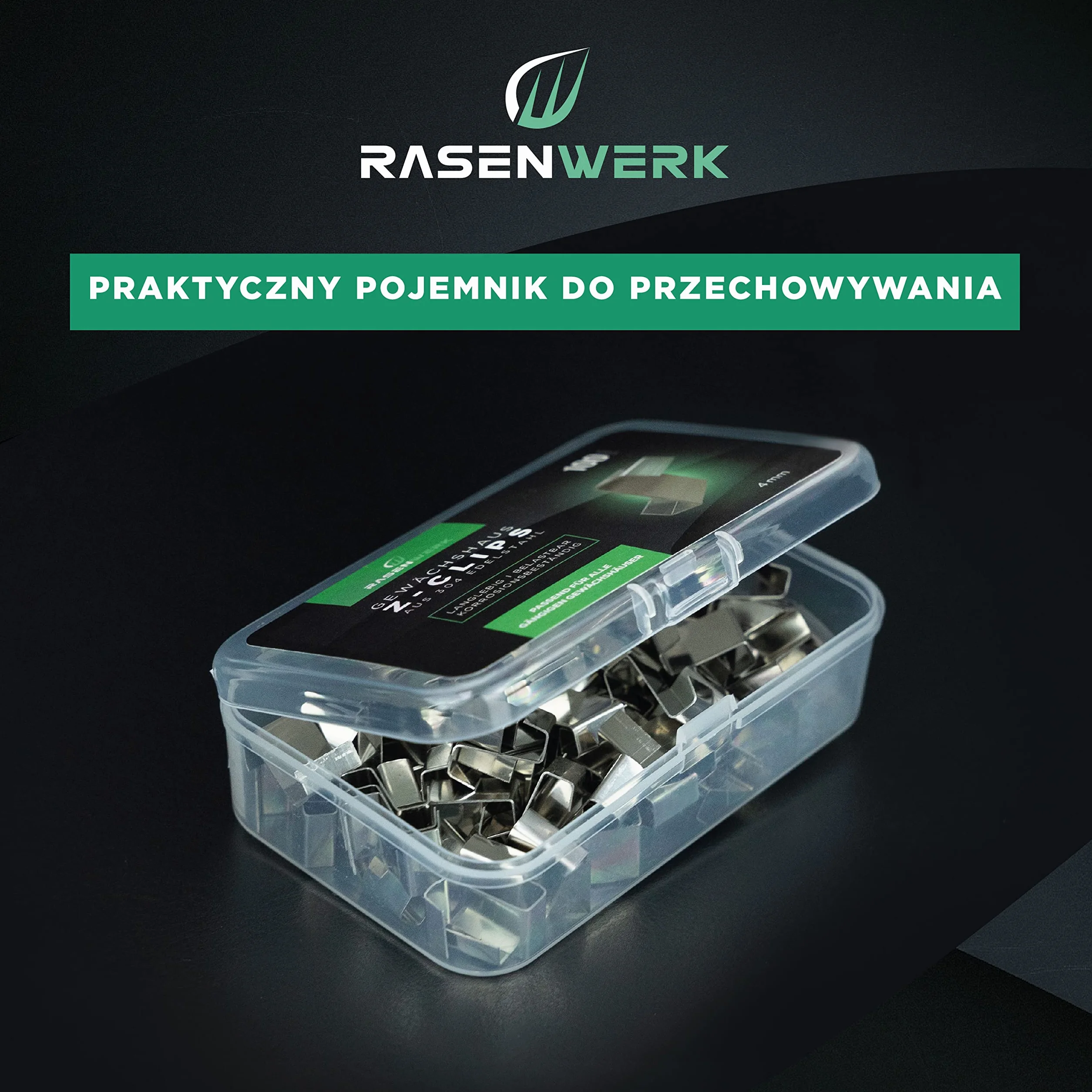 Klipsy Z do szklarni – 100 sztuk – ze stali nierdzewnej AISI 304 – do szklanych płyt szklarniowych o grubości maks. 4 mm – haki do płyt szklarniowych