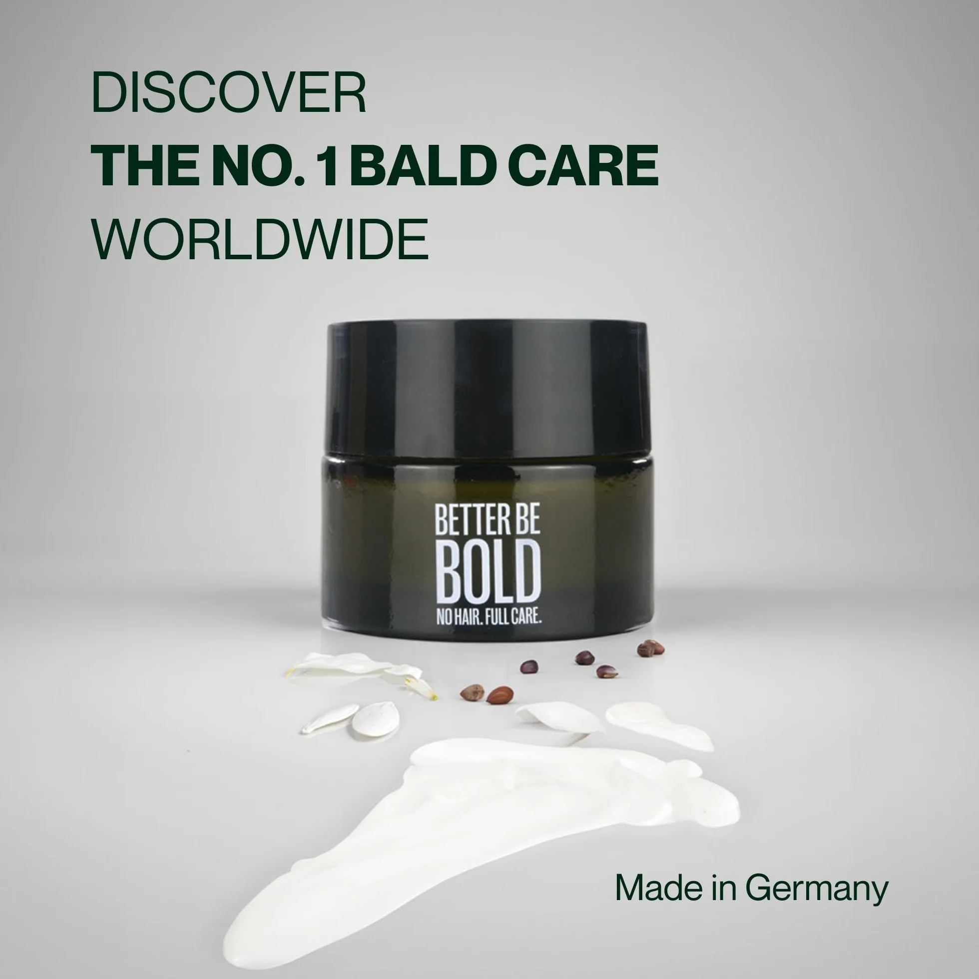BETTER BE BOLD Pielęgnujący krem do łysienia (0-3 mm) | naturalny efekt zapobiegający podrażnieniom skóry i oparzeniom po goleniu | nawilżający | pielęgnacja premium do wygładzania włosów | 50 ml