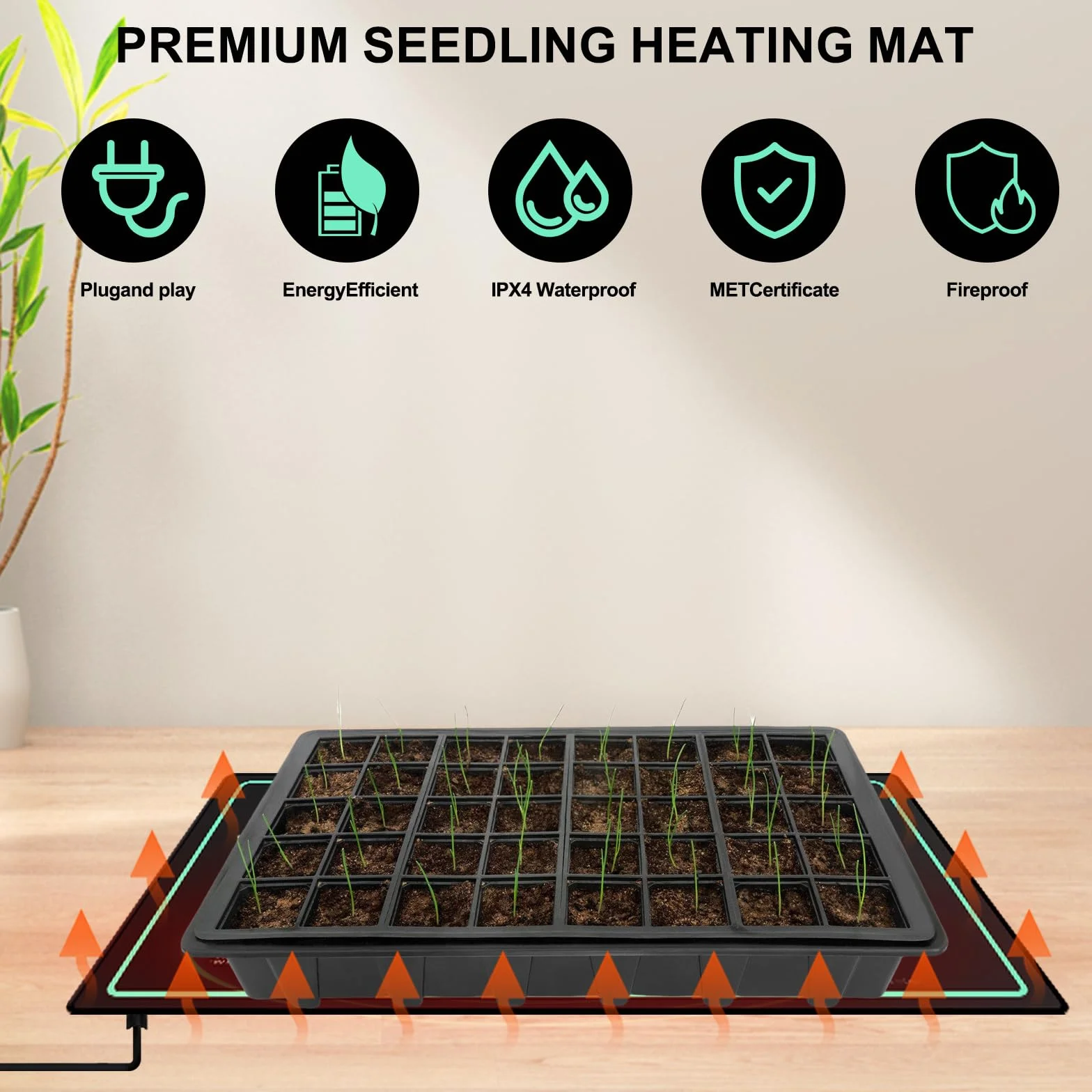 Mata grzewcza dla roślin z termostatem: 25 x 53 cm Bezpieczna mata grzewcza dla roślin, 50W Trwała mata grzewcza dla roślin, mata grzewcza dla roślin, szklarnia pokojowa, mata grzewcza do kiełkowania
