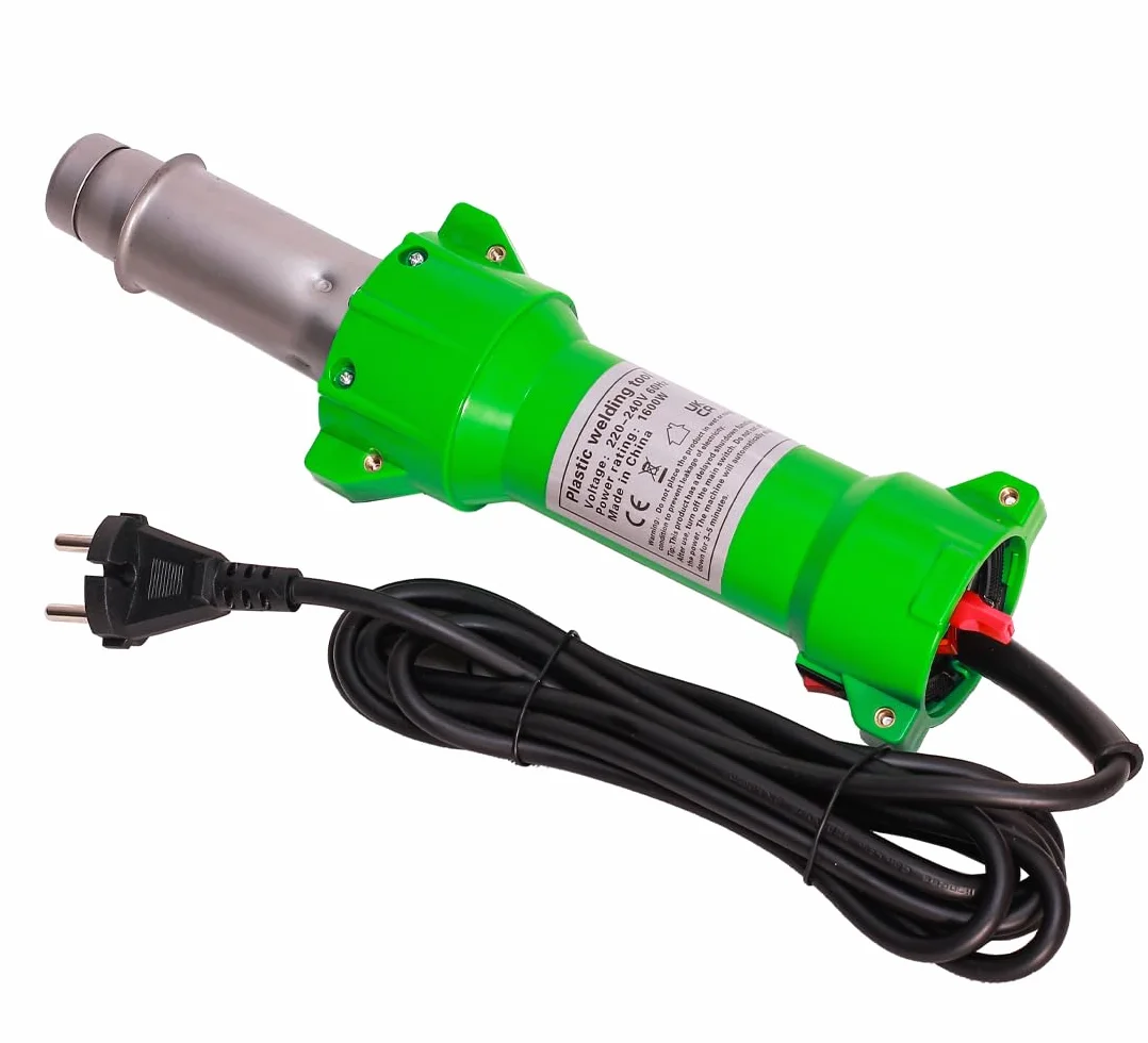 1600 W Termiczny pistolet spawalniczy do tworzyw sztucznych pręt do lutowania na gorące powietrze z dyszami do szybkiego spawania, ze światłem LED i 2 płaskimi dyszami spawalniczymi