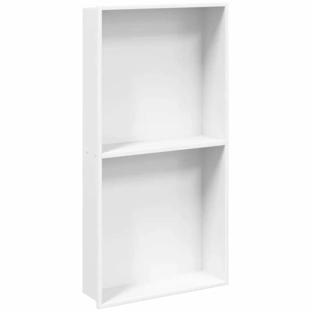 vidaXL Wnęka prysznicowa, biała matowa, 32x62x9 cm, stal nierdzewna, wnęka łazienkowa, wnęka do zabudowy, wnęka prysznicowa ze stali nierdzewnej