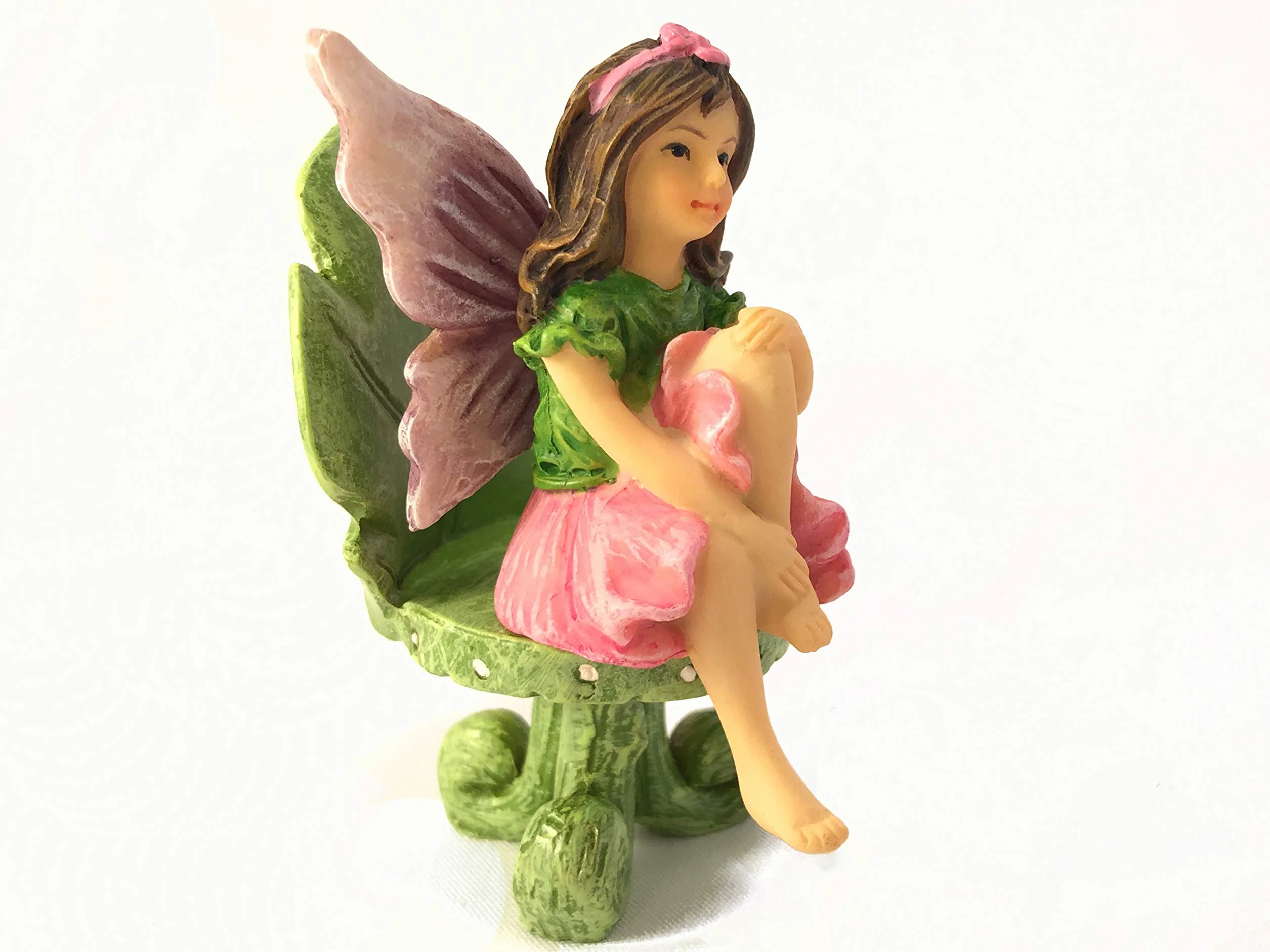 GlitZGlam Miniature Fairy Garden Zestaw Mebli Ogrodowych Bistro Liść Z Zestawem Do Herbaty