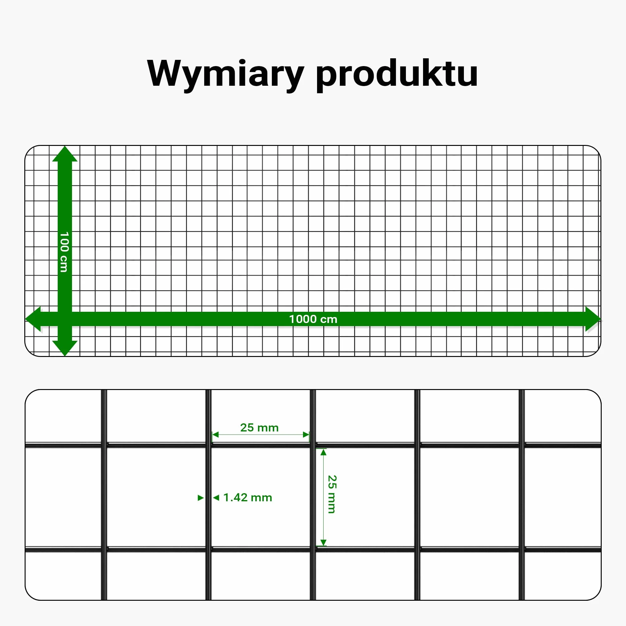 Wiltec Siatka ogrodzeniowa ocynkowana 1 x 10 m, czarna, stalowa siatka leśna na woliery i gryzonie, drut 1,42 mm, oczka 25 x 25 mm