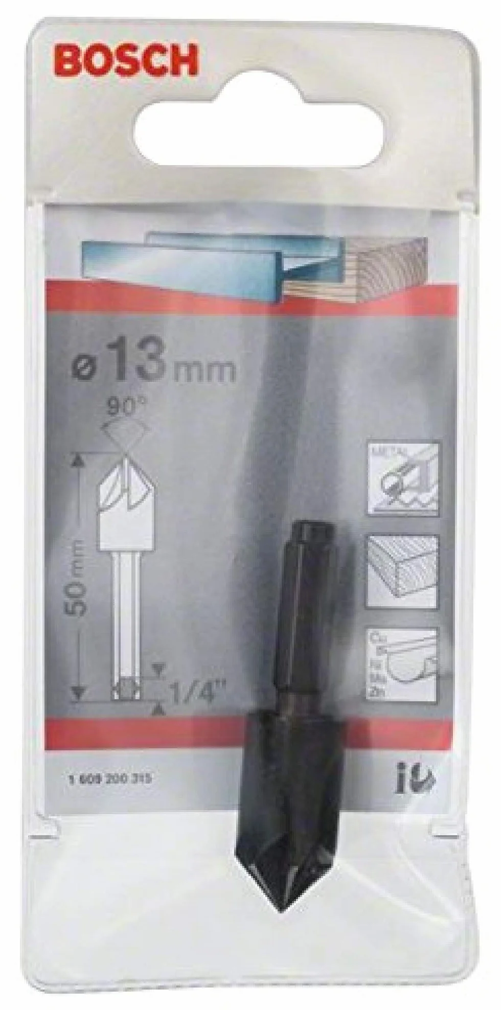 Bosch Accessories Pogłębiacze stożkowe 13,0 mm, 90°, 50 mm, 1/4"
