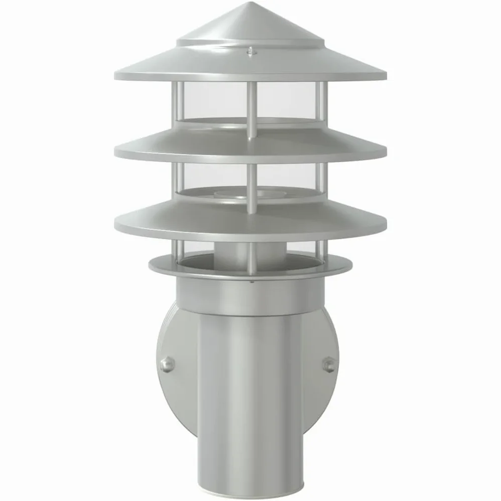 Lampy ścienne zewnętrzne, 2 sztuki, srebrne, stal nierdzewna, odporna na warunki atmosferyczne, IP44, z dyfuzorem PC, 15,5 x 15,5 x 28 cm, E27, maks. 60 W, do ogrodu, na taras, balkon, wjazd