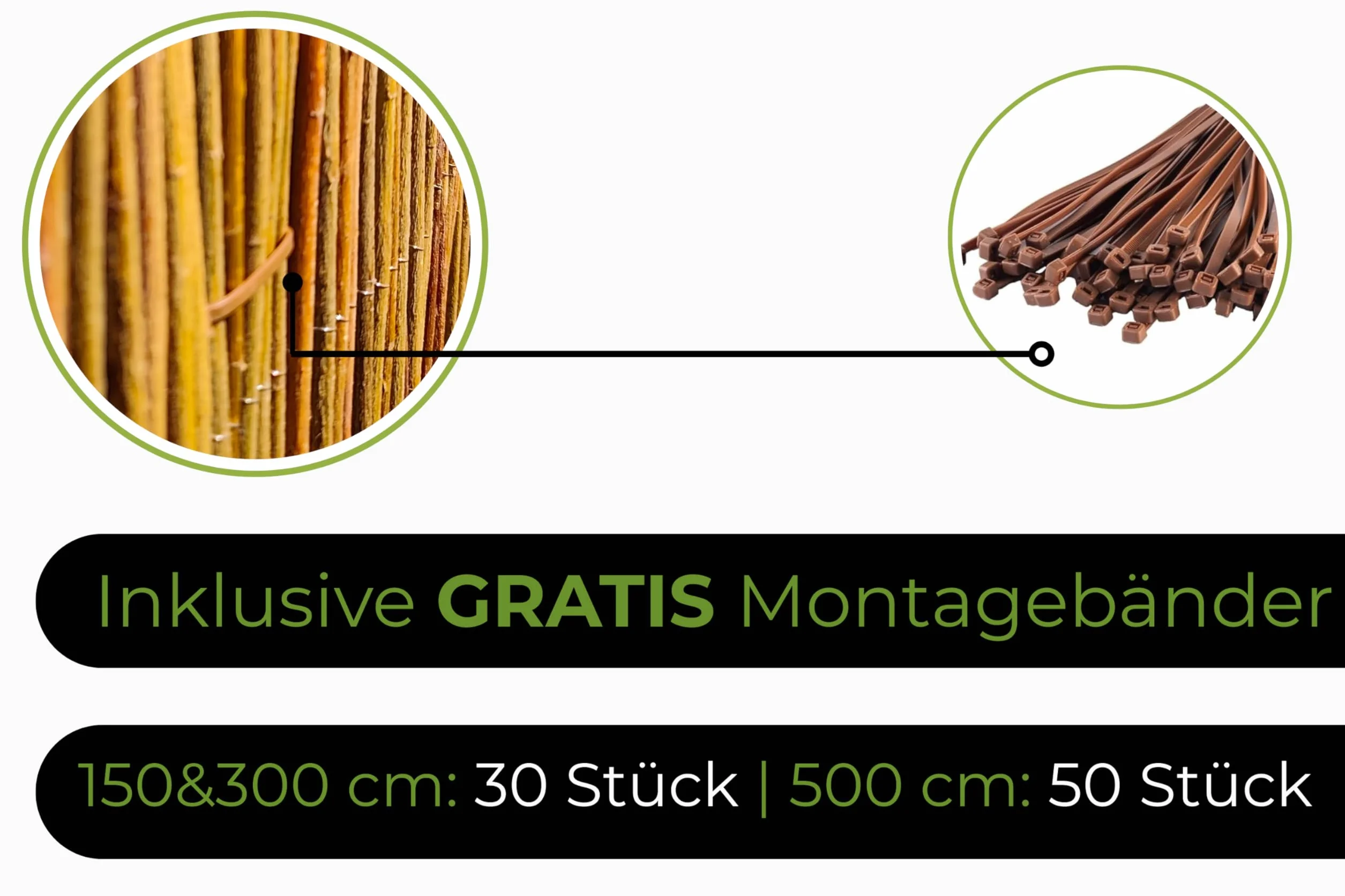 Mata Wiklinowa 180x300 cm Parawan Balkon Ogród Naturalny Płot Osłona Ocynkowany Drut Ochrona przed Wiatrem