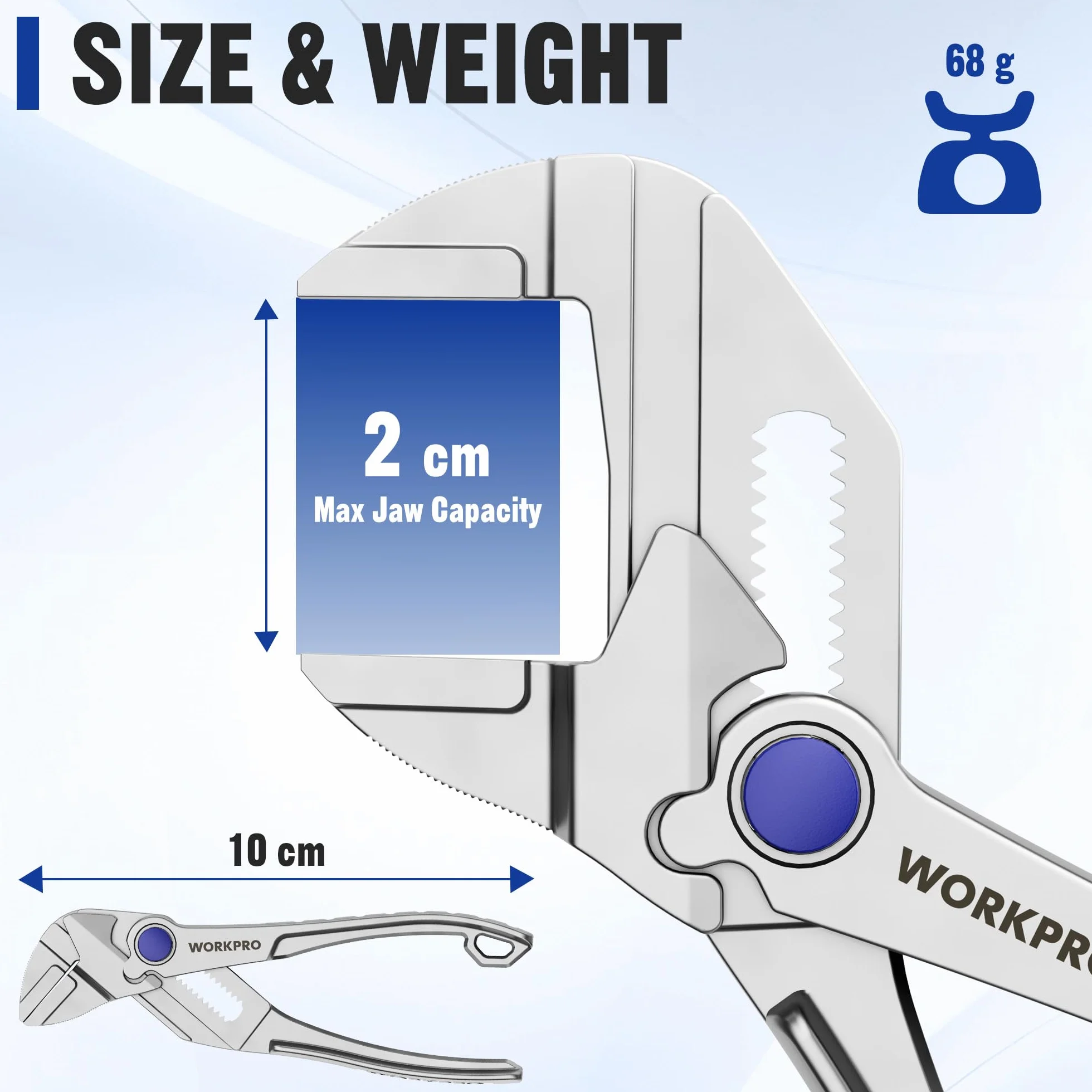WORKPRO Mini szczypce, 10 cm gładkie szczypce szczękowe, szczypce regulowane ze stali stopowej o wysokiej wytrzymałości z gładkimi równoległymi szczękami, powłoka antykorozyjna, szczypce EDC do