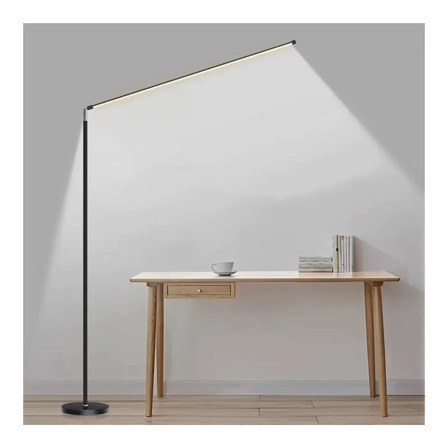 lampa podłogowa Lampa podłogowa LED Super jasny salon Sypialnia Lampka nocna stojąca na biurko Lampka podłogowa do czytania Biała czarna lampa podłogowa (bez źródła światła) do salonu(Czarny,150cm*100