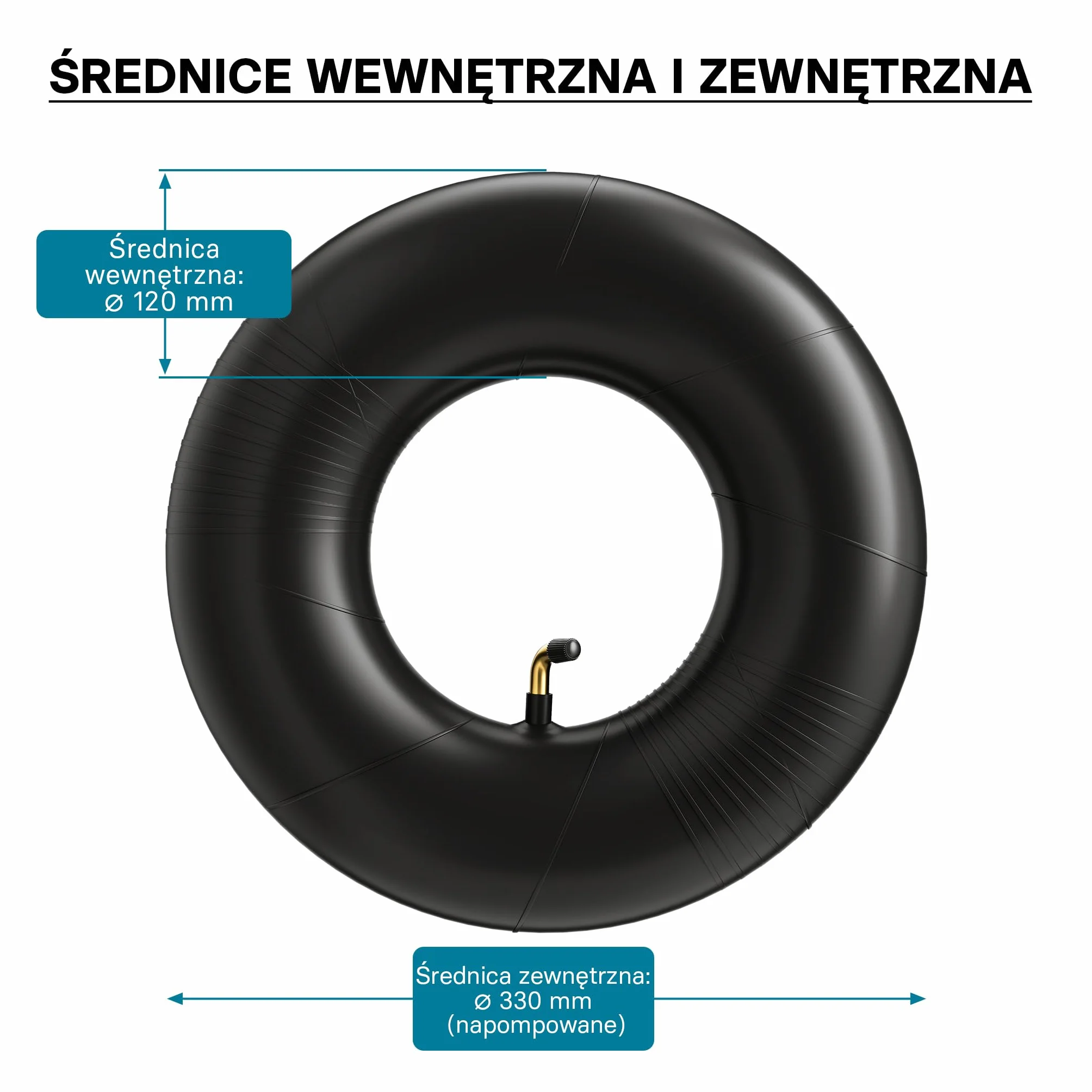 Dętka do opon kosiarki do trawy 13 x 5,00 – 8 z zaworem kątowym, przykrywką opony, dętka do opon traktora