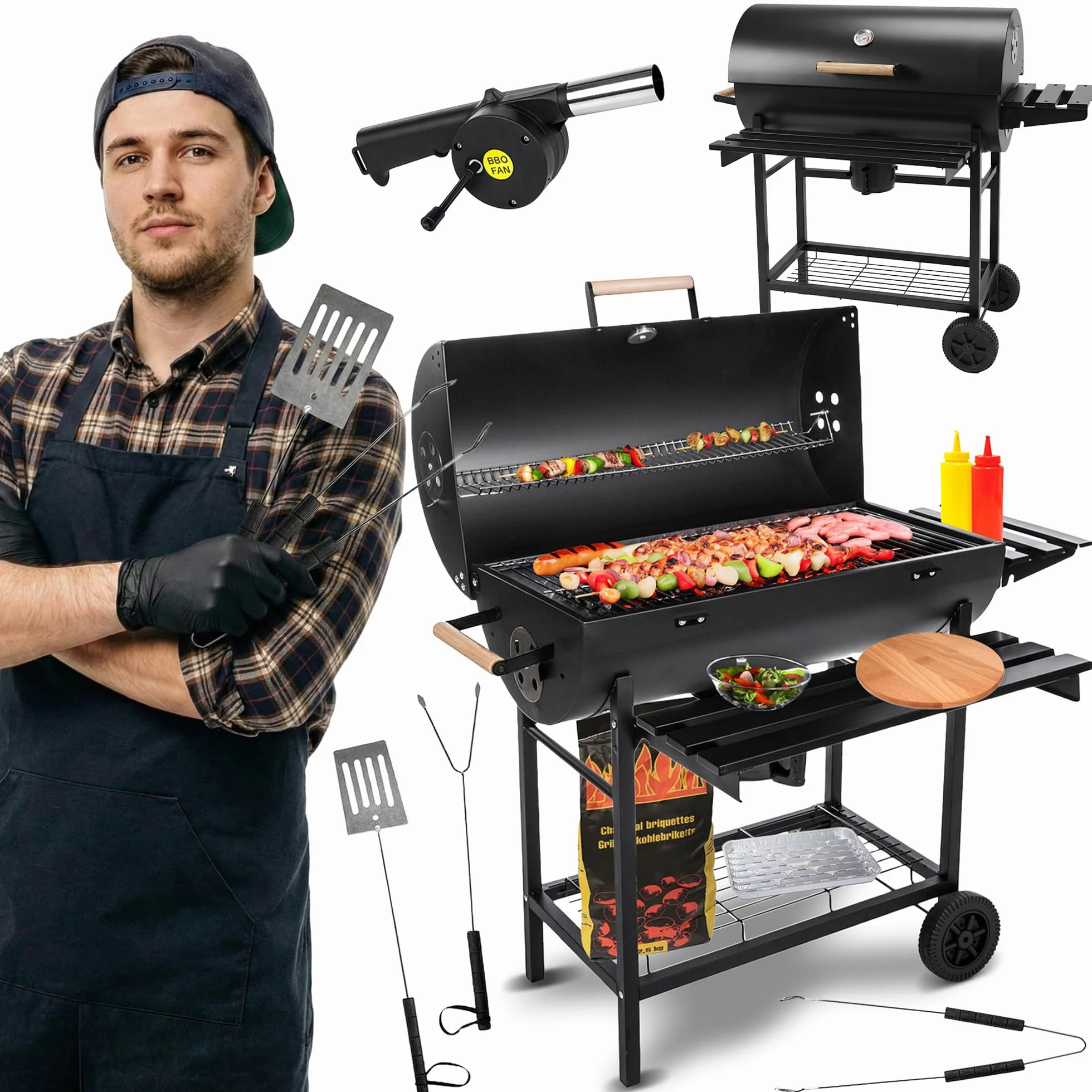 Five-Star Grill & Chill Grill Węglowy Ogrodowy z Pokrywą 71x35 cm GC0002