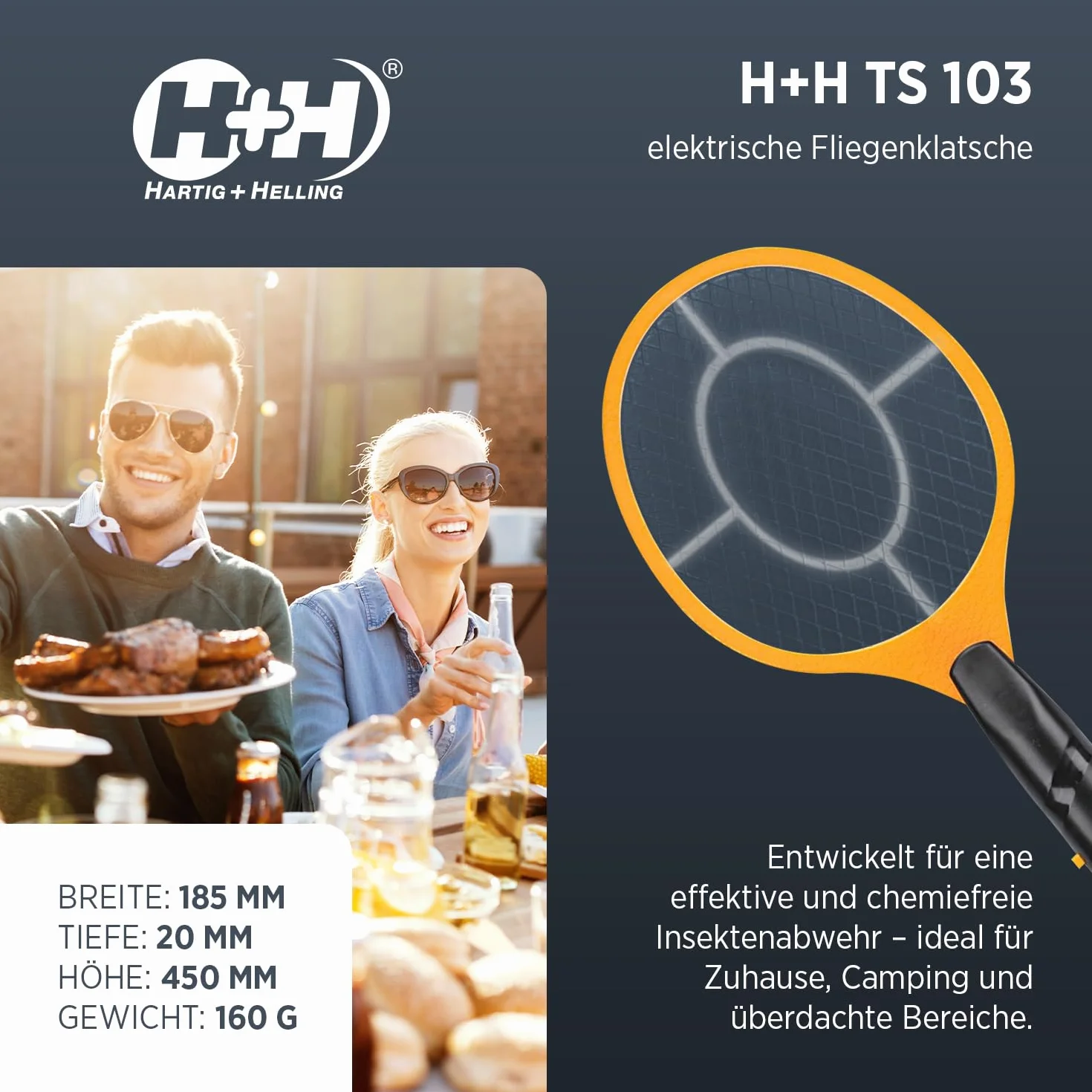H+H TS 103 owadobójczy, tworzywo sztuczne, zasilanie bateryjne, czarno-żółte, 98770