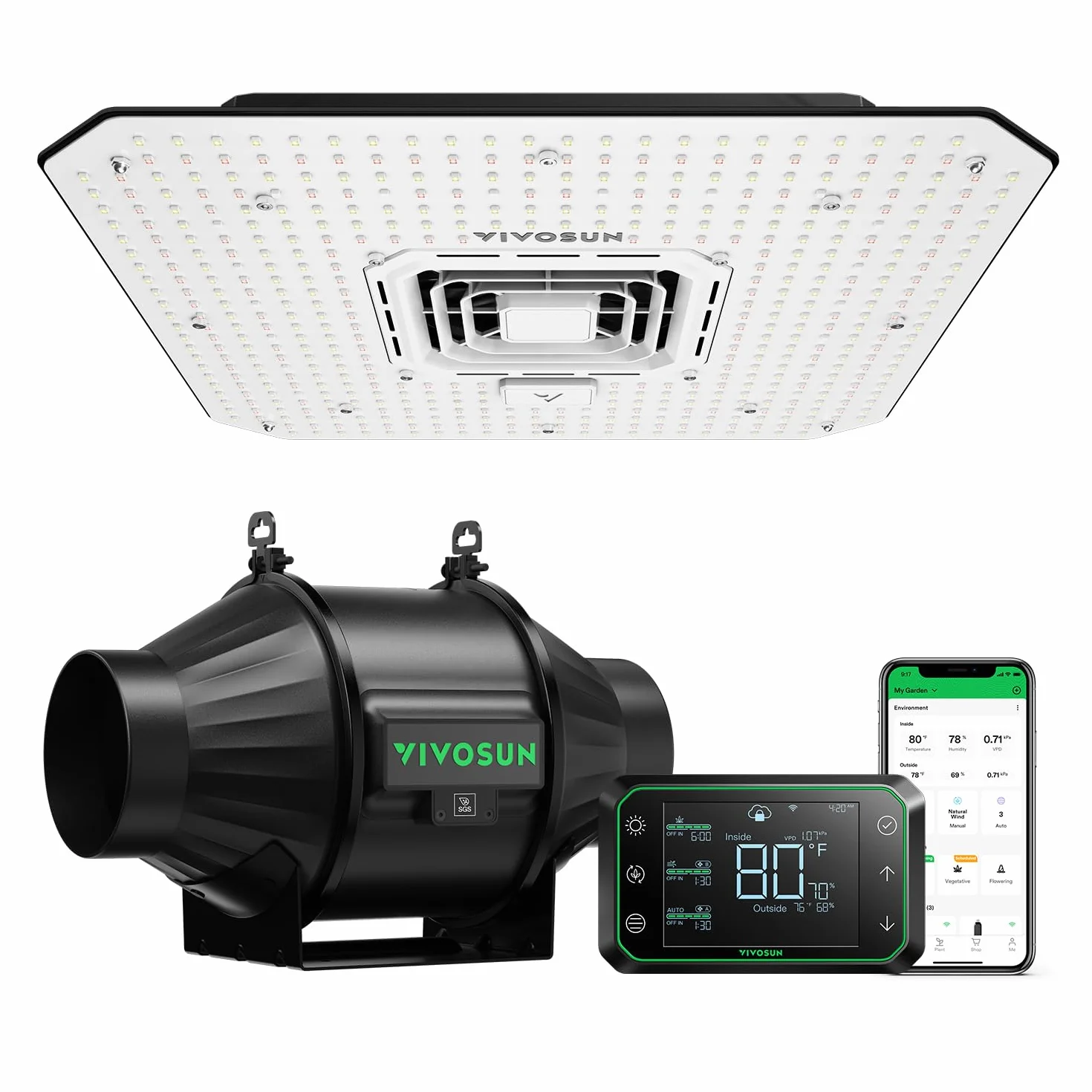 VIVOSUN Smart Grow System, czarno-biały, T4 w/100W AeroLight SE