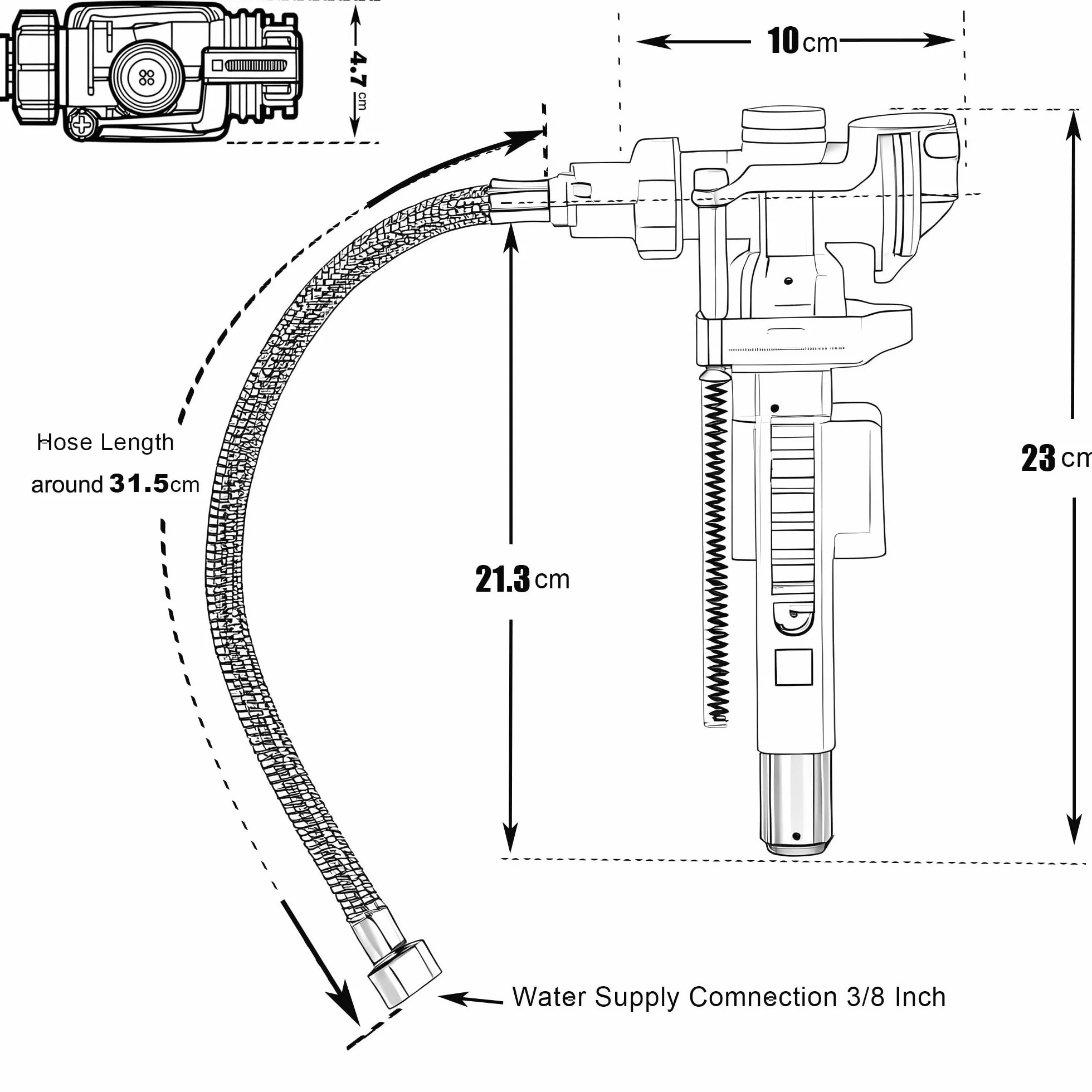 Zawór napełniający tylny, gwint wewnętrzny 3/8" (0,95 cm), kompatybilny z Geberit Impuls 383 tylny wlot spłuczki toaletowej, zamiennik zaworu napełniającego spłuczkę toaletową