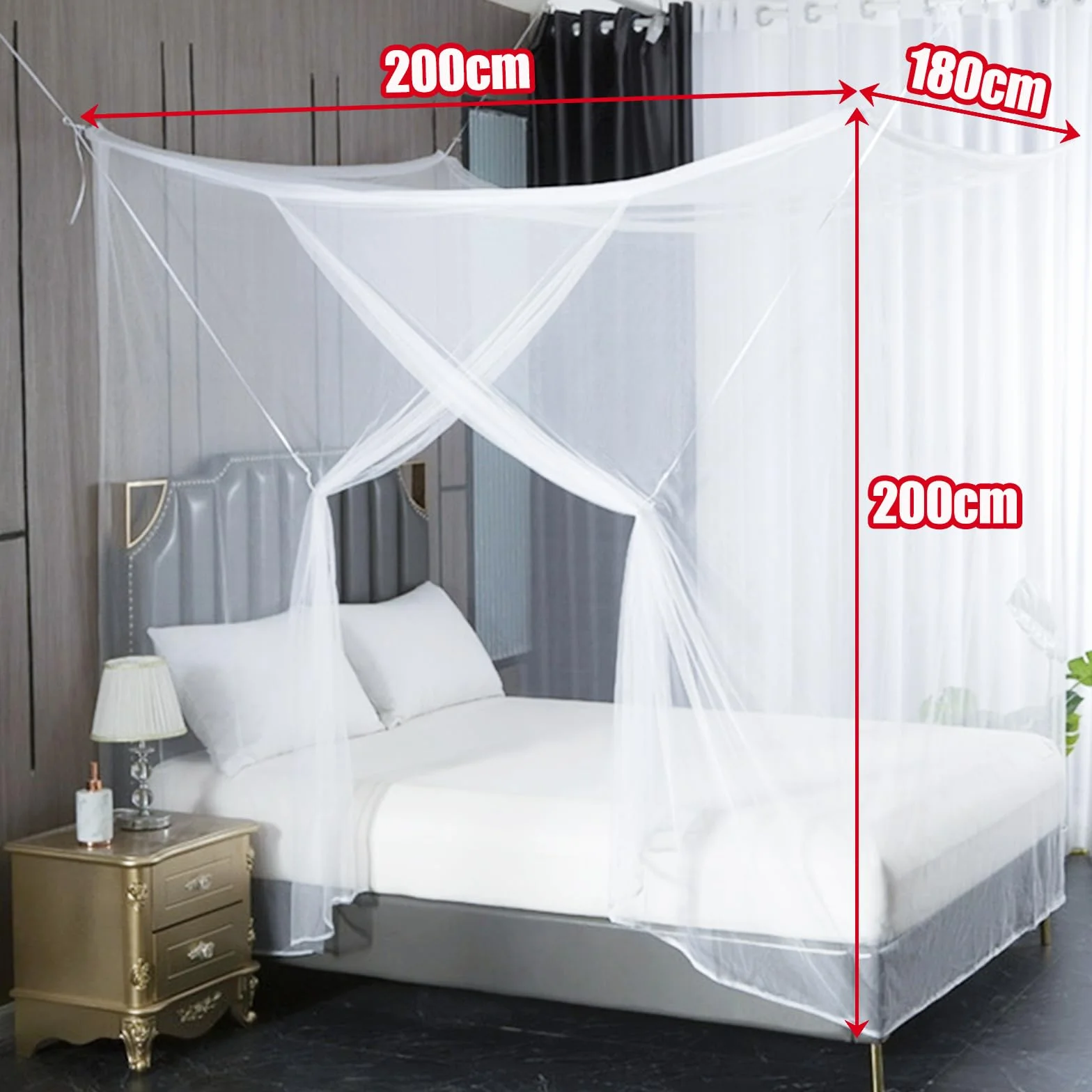 Moskitiera na łóżko podwójne 200 x 200 x 180 cm do podróży i kempingu
