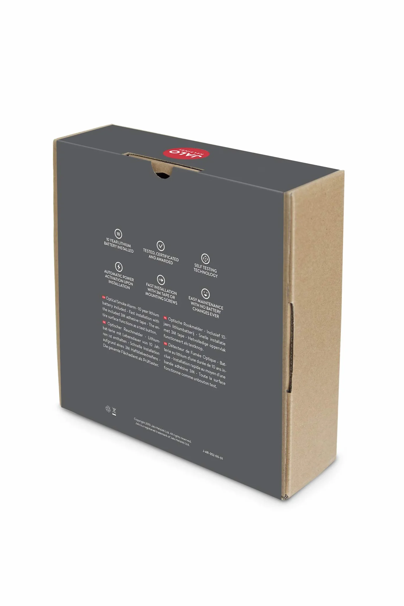 Jalo Lento 10 fotoelektryczny czujnik dymu - 10-letnia bateria litowa – skandynawski design - różowa róża