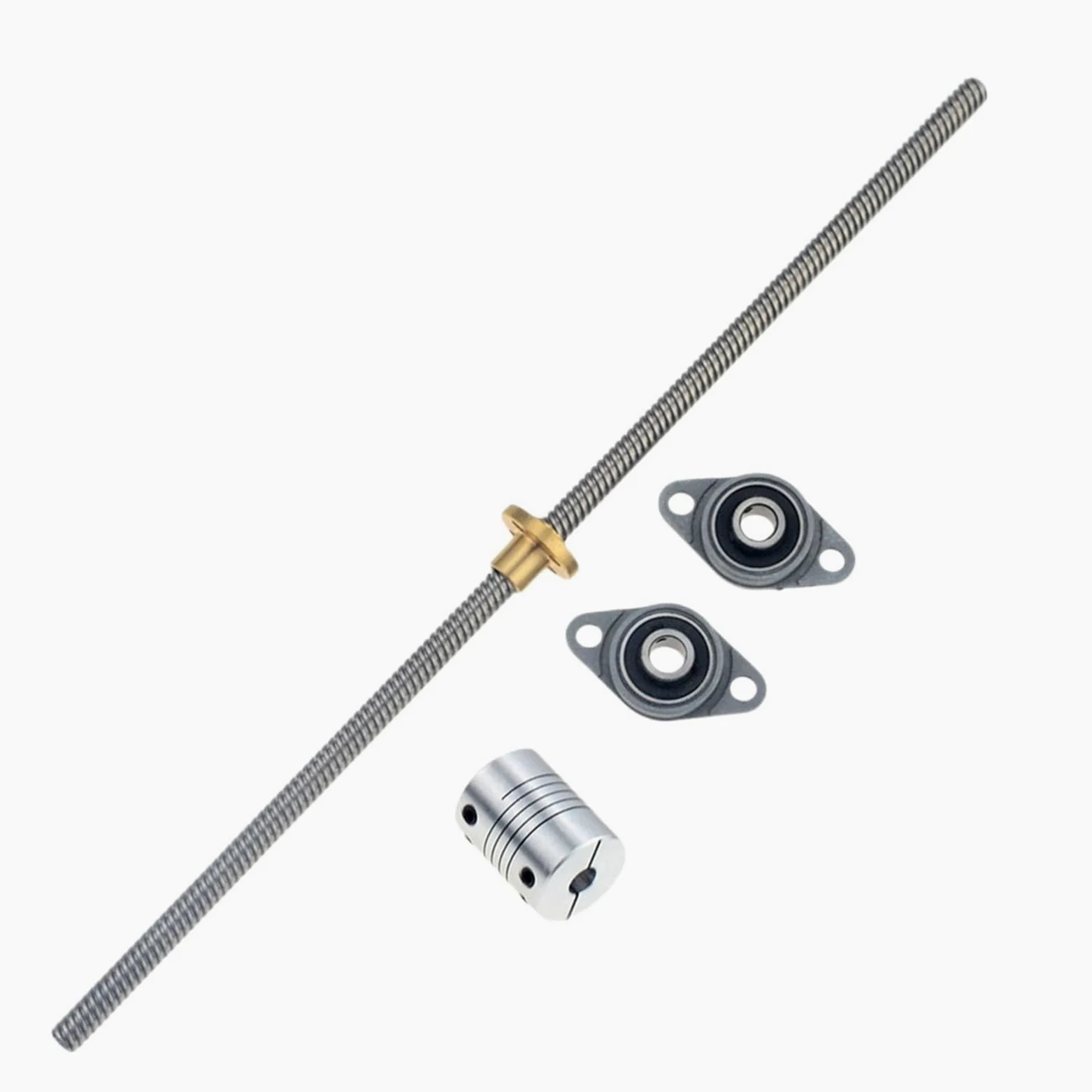 T8 Memimpin 2Mm/8Mm 100-1200Mm Nakrętka Memimpin Sekrup + Obudowa nakrętki KFL08 Zestaw Memimpin Sekrup Dengan D19L25 5 * 8Mm sprzęgło do drukarki 3D Bagian,Wkręty precyzyjne(Pitch 2mm Lead