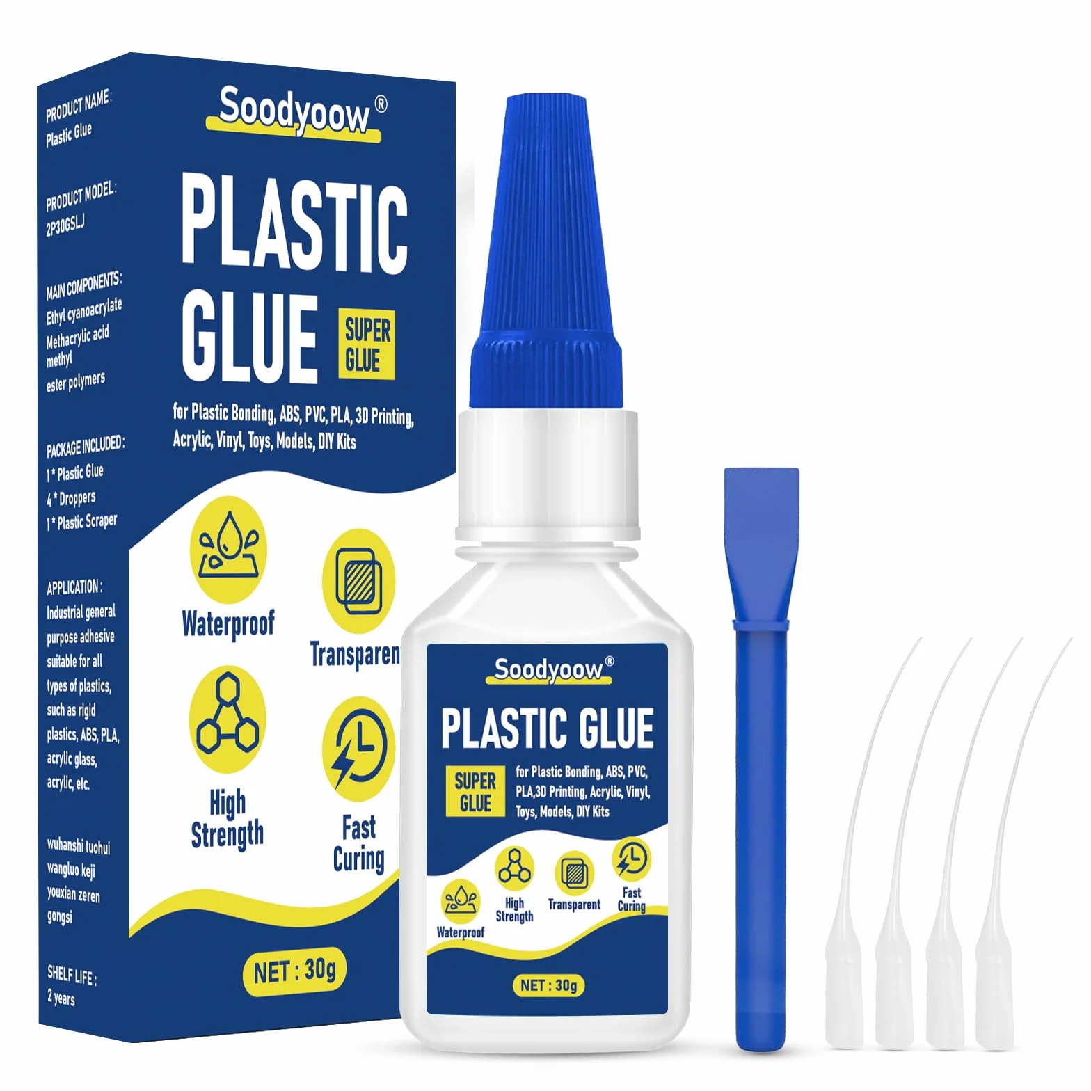 30 g plastikowy klej bardzo mocny, szybko utwardzany, przezroczysty super klej, klej ABS do plastiku, modelu, szkła akrylowego, PLA, druku 3D, hobbystów i zastosowań profesjonalnych