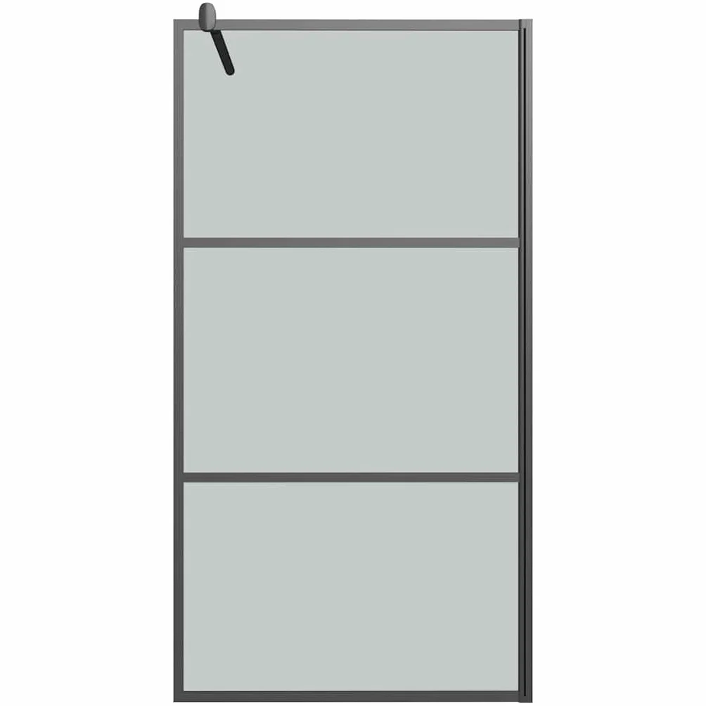Ścianka prysznicowa Walk-In 115 x 195 cm, szkło ESG, ciemna z aluminiową ramą, czarna, regulowany profil i drążek podporowy, stabilna kabina prysznicowa do łazienki, ochrona przed pryskaniem