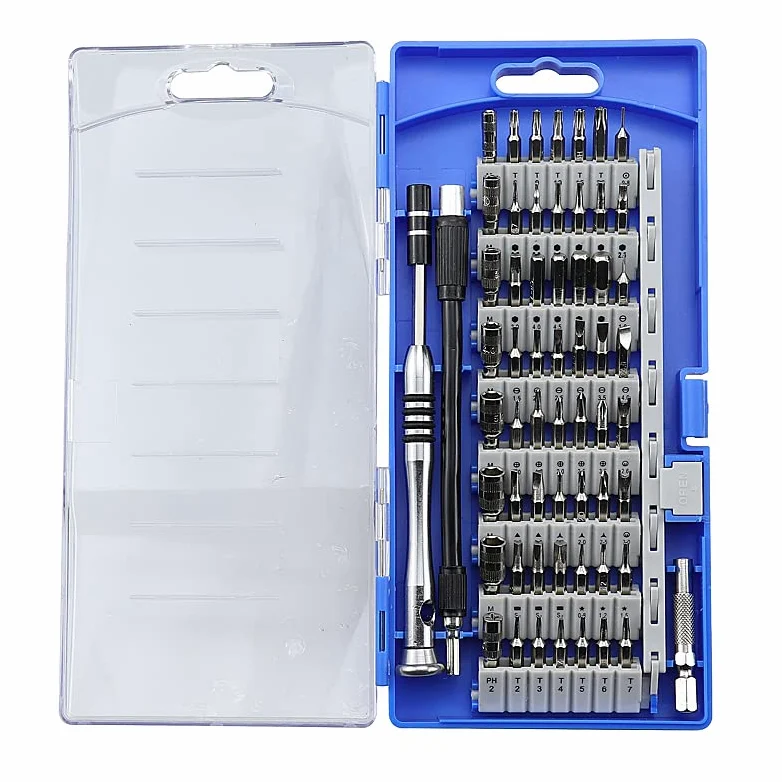Precyzyjny śrubokręt Set Ratchet Magnetic Sterownik 60/25 w 1 Torx Hex Bit Multitool Bits Naprawa Naprawa Ręcznie Naprawa Zestaw narzędzi(Blauw)