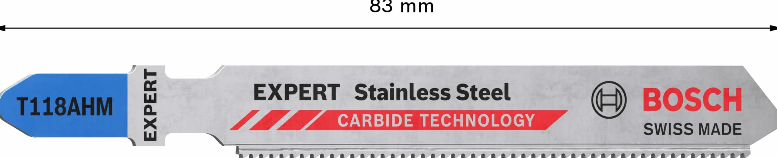 Bosch 3x Brzeszczot do wyrzynarki EXPERT Stainless Steel T118AHM (do Blachy stalowe ze stali nierdzewnej, Długość 83 mm, Professional Akcesoria Wyrzynarka)