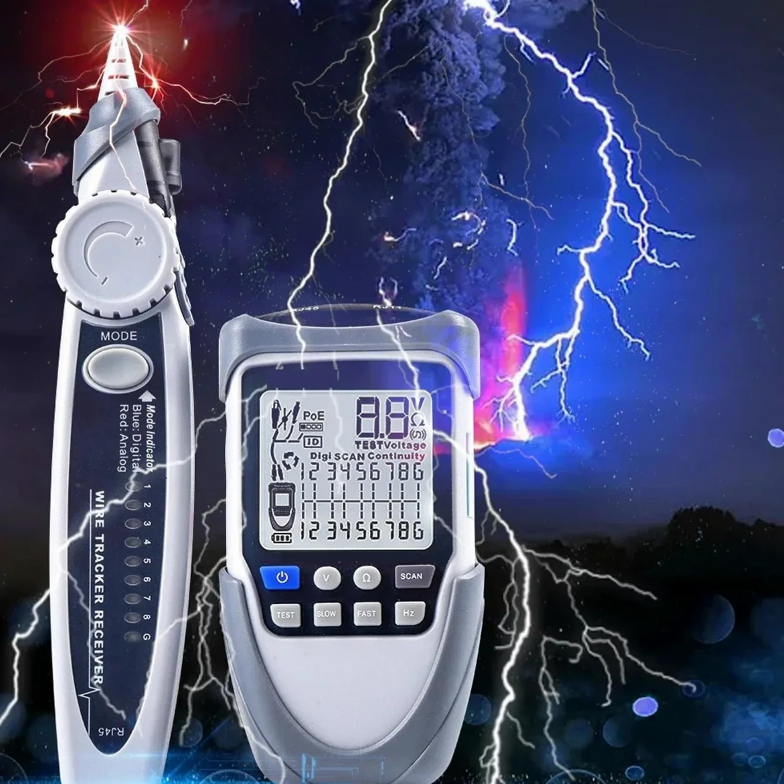 Tester kabli sieciowych Cyfrowy lokalizator przewodów Ciągłość napięcia akumulatora Sprawdzanie biegunowości Test POE Tester kabli sieciowych Detektor linii(ET613 With vibration prompt)