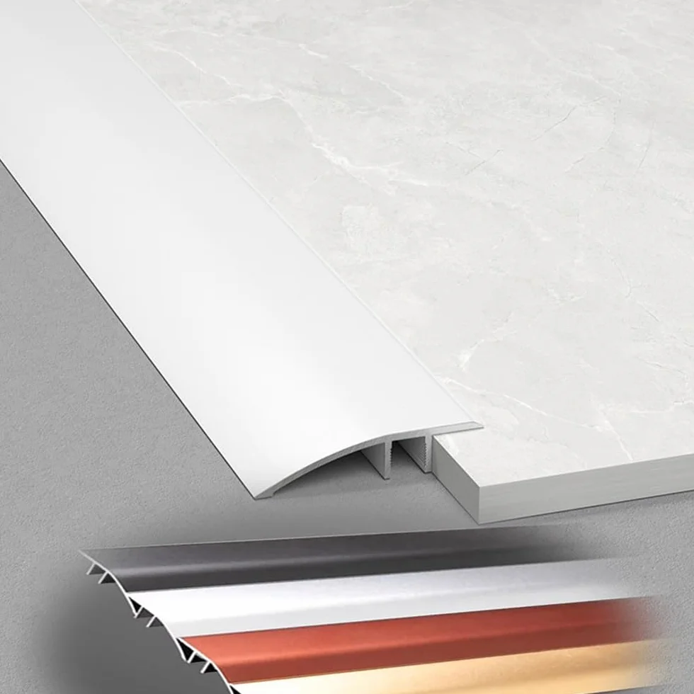Listwa przejściowa podłogowa Aluminiowe listwy wykończeniowe Próg redukcyjny do podłogi/drzwi/dywanu/płytki, wysoki spadek(White,5ft(150cm))