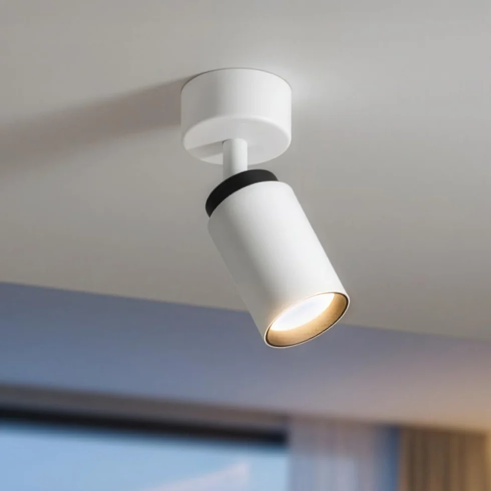 Lampa Sufitowa Reflektor Sufitowy Natynkowy Biało-Czarny MALGA 1 DUO Pojedyncza Regulowana Oprawa Sufitowa do LED Lampa Ścienna Wewnętrzna Spot Ścienny Oświetlenie Przedpokoju Salonu Jadalni