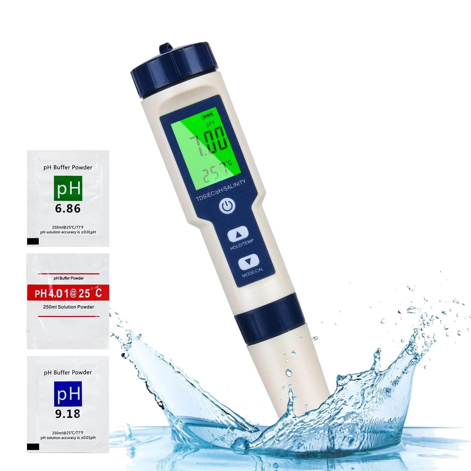 Flintronic Miernik pH 5 w 1 TDS EC Zasolenia Temp pH Tester Basenu Cyfrowy Automatyczna Kompensacja Temperatury LCD
