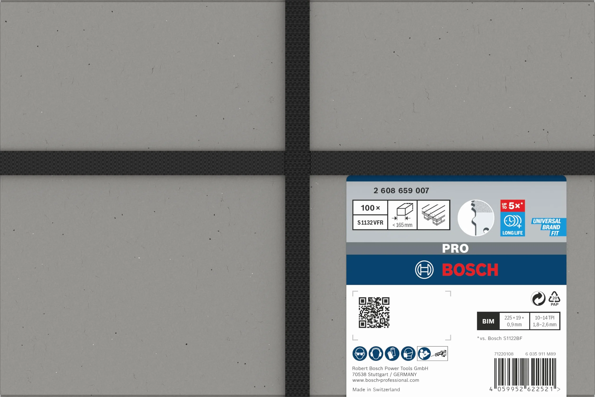 Bosch 100x Brzeszczot do piły szablastej PRO Pallet S1132VFR Repair (do Stal, Drewno z gwoździami, Długość 225 mm, Professional Akcesoria Piła szablasta)