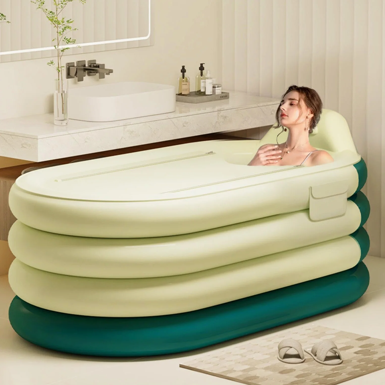 Wanna dmuchana Narzędzie do Moczenia i Mycia z Pompką Nożną | Wanna Dmuchana pod Prysznic Do Relaksu w SPA, Regeneracji Organizmu – Idealna do Mieszkania, Domu, Hotelu,