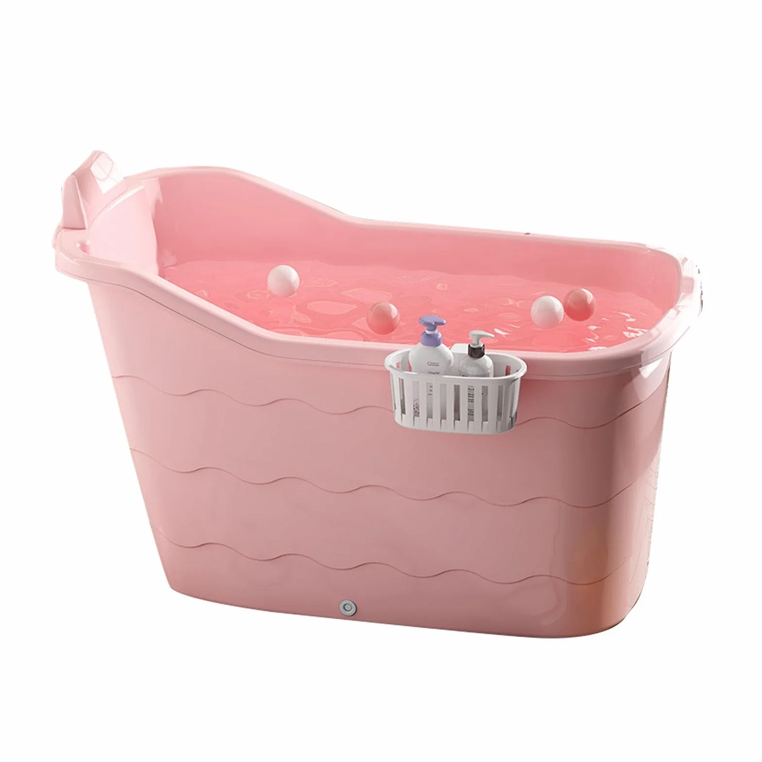 Składana składana wanna, wolnostojące wanny, domowa sauna, ergonomicznie zaprojektowana dla najlepszej relaksującej kąpieli (różowy, 77 cm)
