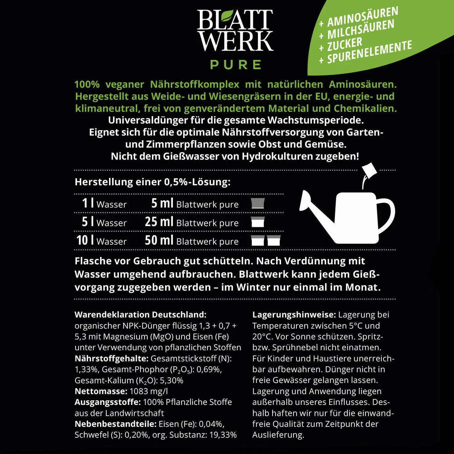 BLATTWERK Pure nawóz uniwersalny organiczny NPK 1 l