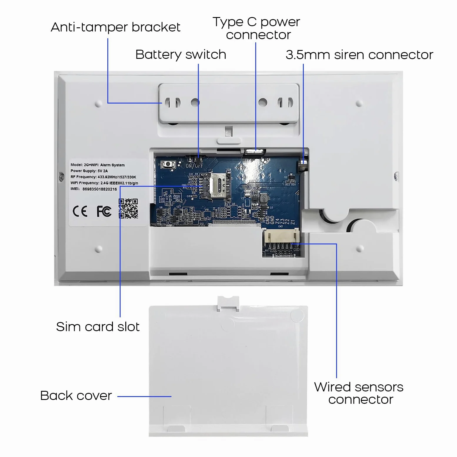 XNY 4.3 calowy ekran dotykowy do domu, bezprzewodowy alarm WiFi/gsm, system alarmowy z syrenką, 8 sztuk: czujnik ruchu, czujniki drzwi i okien, pilot zdalnego sterowania
