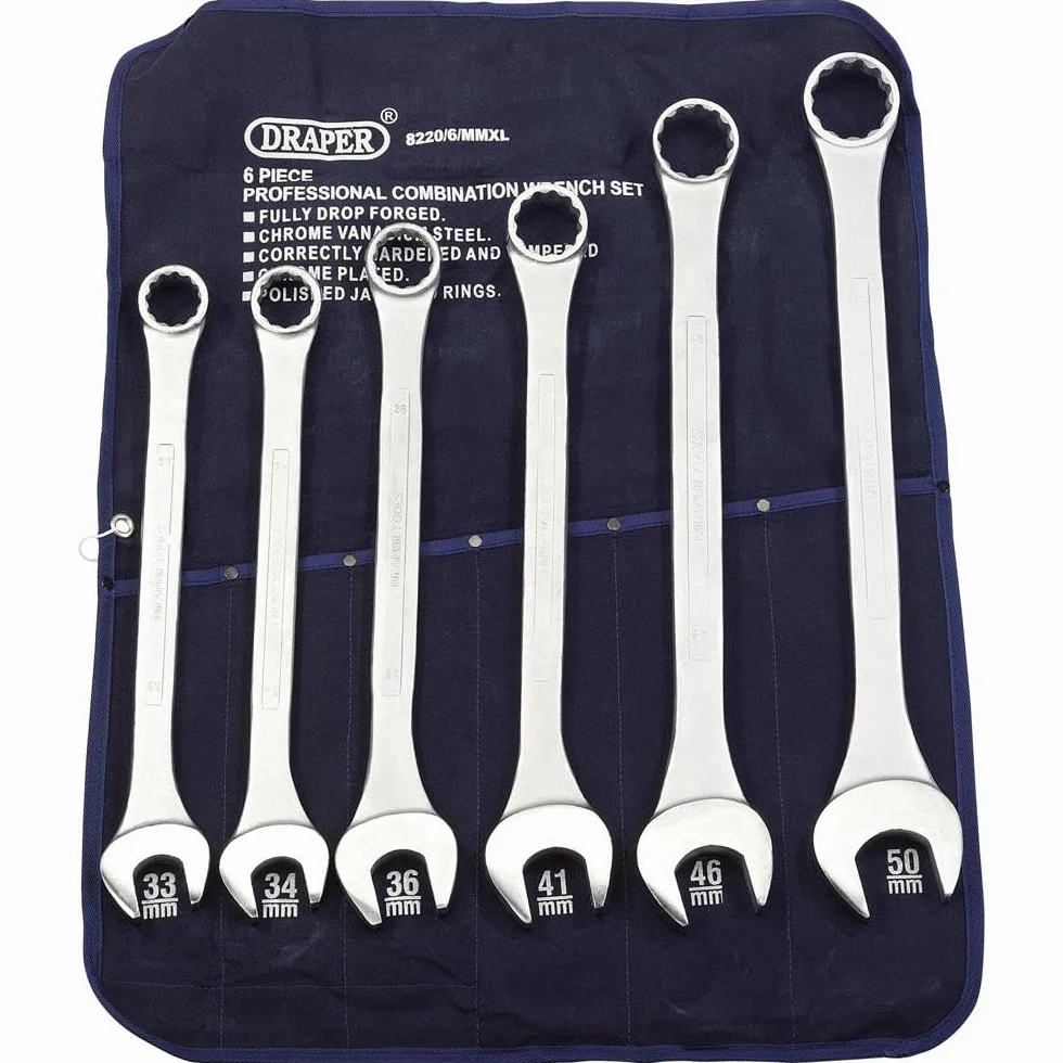 Draper 31167 Heavy Duty długi wzór metryczny zestaw kluczy płasko-oczkowych, 6 sztuk