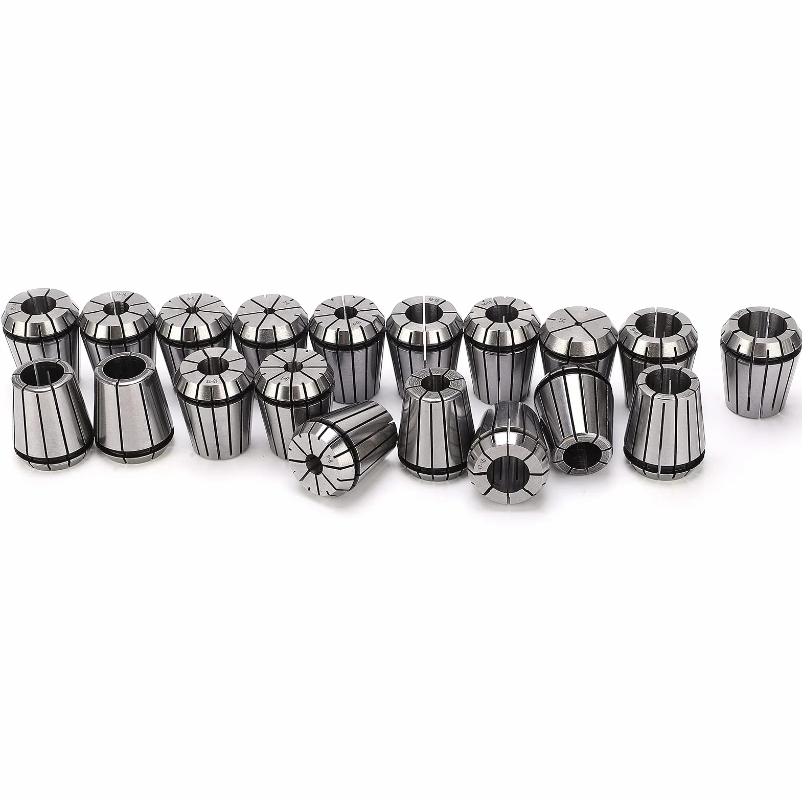ER32 zestaw tulei zaciskowych, 19-częściowy, tuleje zaciskowe sprężynowe 2-20 mm ze stali węglowej, do grawerowania CNC, frezarki, uchwytu narzędziowego