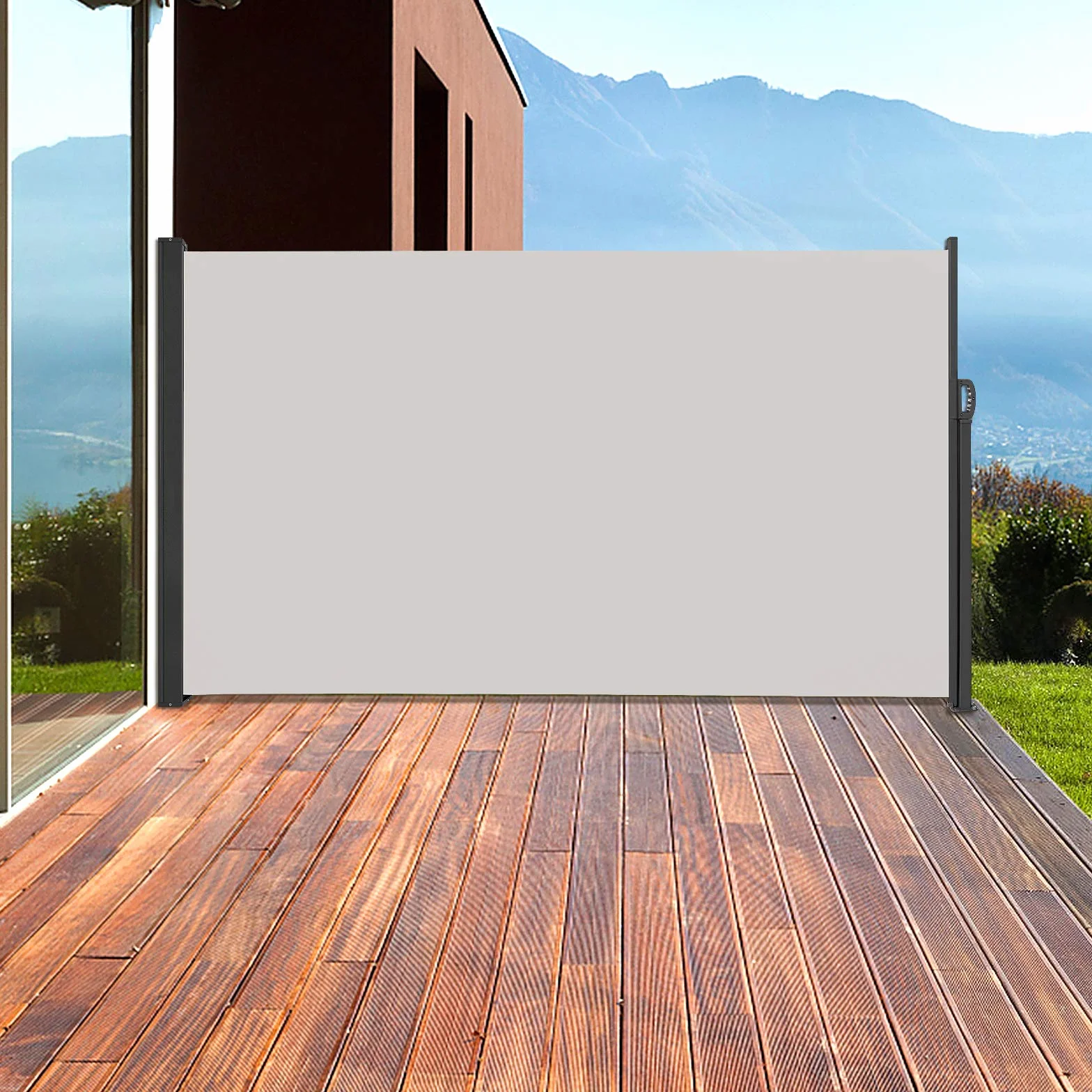 Markiza boczna 200 x 300 cm szara wysuwana ochrona przed wzrokiem i wiatrem na taras balkon ogród