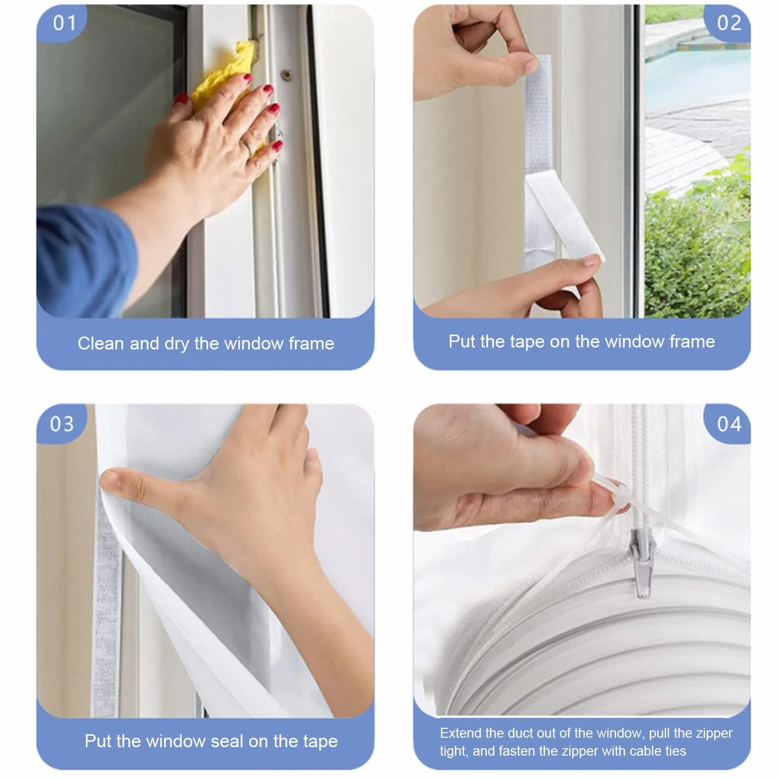 Air Conditioner Window Seal Kit Silver Grey Portable Window Sealing Cloth Universal AC Window Frame Sealing Kit (3 Meter / 9.8ft)