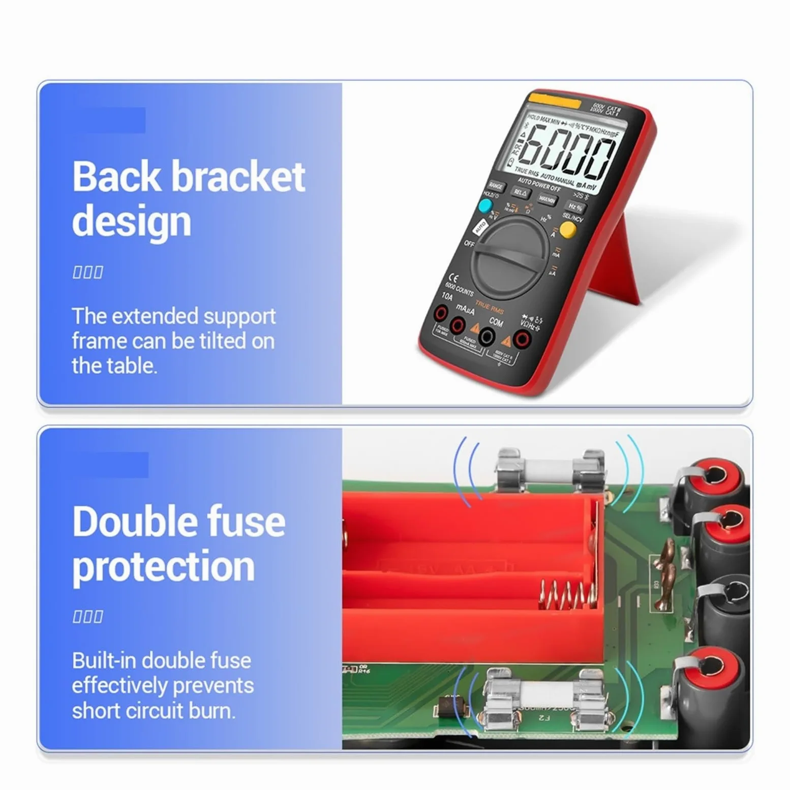 Multimetr Cyfrowy Bluetooth 6000 Zlicza True Professional Multimetro Auto-Range Tester Napięcia Prądu AC/DC Szybko Dokładnie Łatwy Odczyt(Orange Pro)