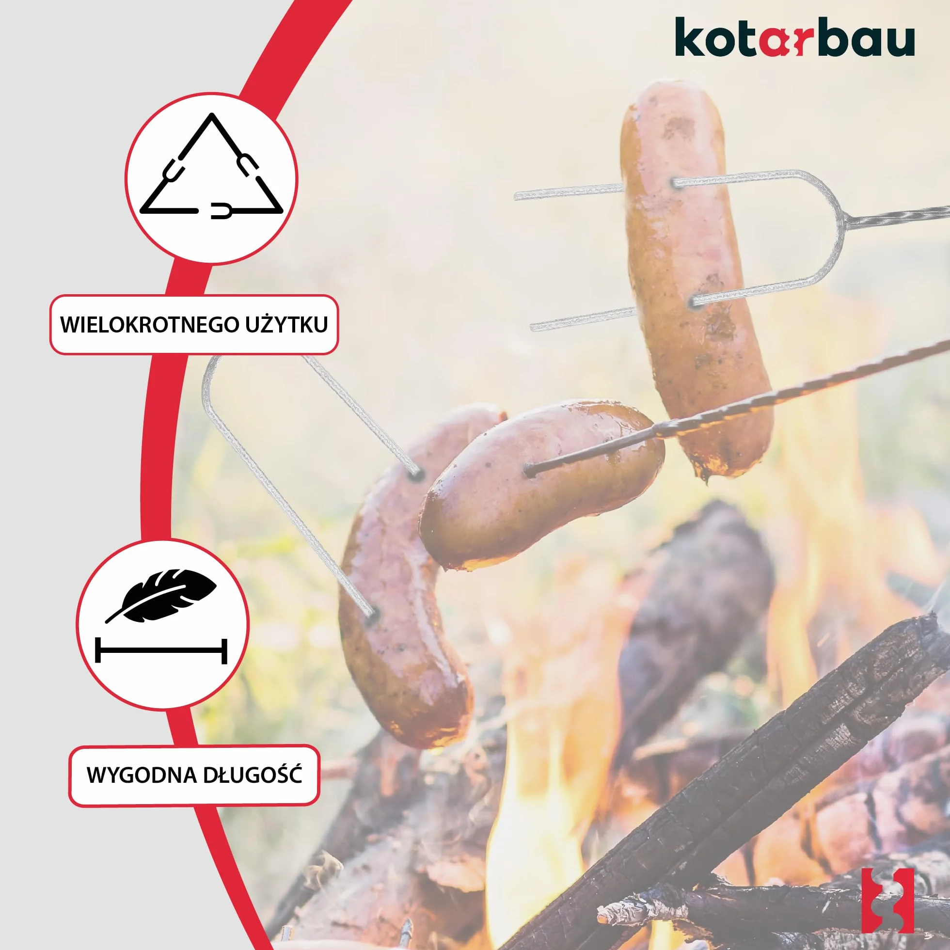 KOTARBAU® Zestaw 10 szt. Widełki Ogniskowe - 100 cm - Kijek na Kiełbasę - Widelec na Ognisko - Widełki na Grilla