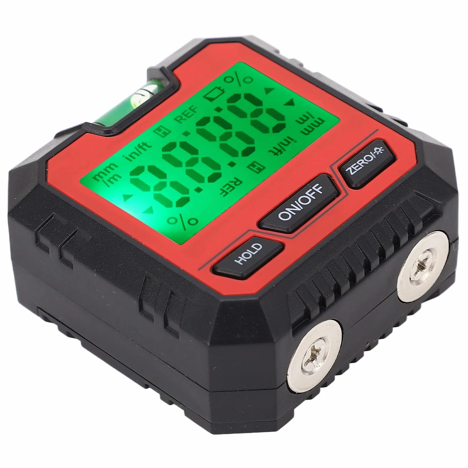 Poziomica Cyfrowa, Magnetyczny Cyfrowy Elektroniczny Miernik Poziomu i Kąta, Mini Inklinometr Kątomierza, Niwelator do zastosowań Stolarskich, Budowlanych, Murarskich (Czerwony)