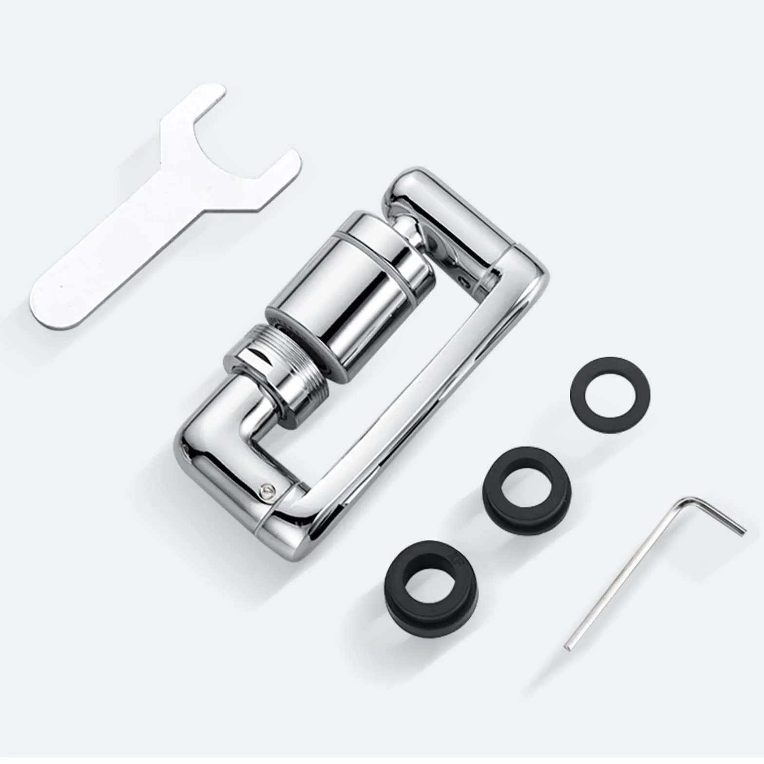 Bateria obrotowa 1080° + 360° z gwintem wewnętrznym 22 mm i gwintem zewnętrznym 24 mm, uniwersalny srebrny aerator z bateriami do kuchni / łazienki