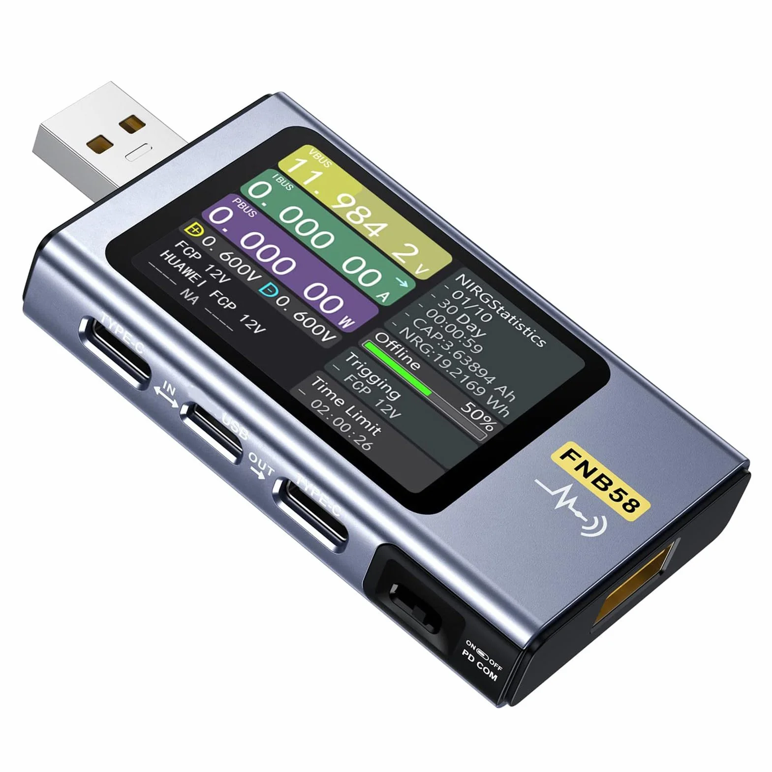 Miernik Napięcia USB Tester USB 4-28V 0-7A 0-140W Wyświetlacz LCD HD Typ C Tester Szybkiego ładowania Woltomierz-amperomierz dla PD2.0 PD3.0 QC2.0 QC3.0