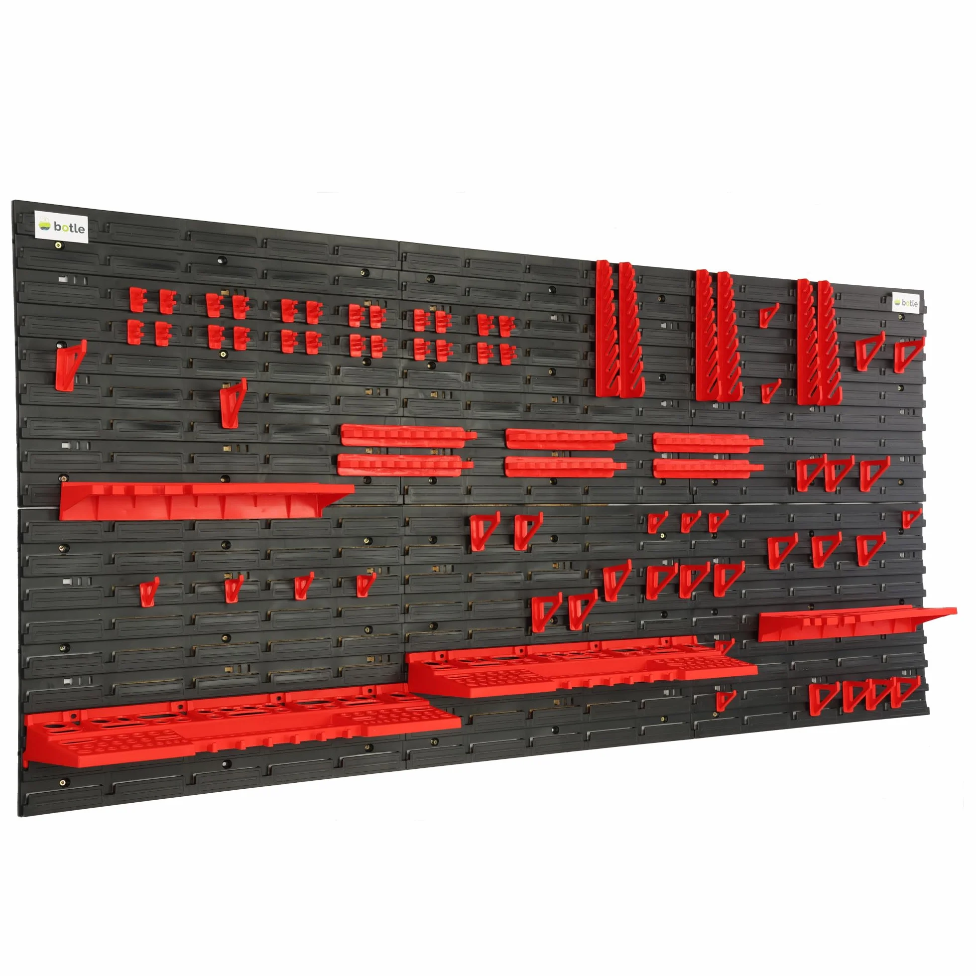 Ścianka narzędziowa regał ścienny o wymiarach 173 x 78 cm, 80-częściowy zestaw w kolorze czarnym/czerwonym, uchwyt na narzędzia, regał warsztatowy z tworzywa sztucznego, system magazynowy, regał do